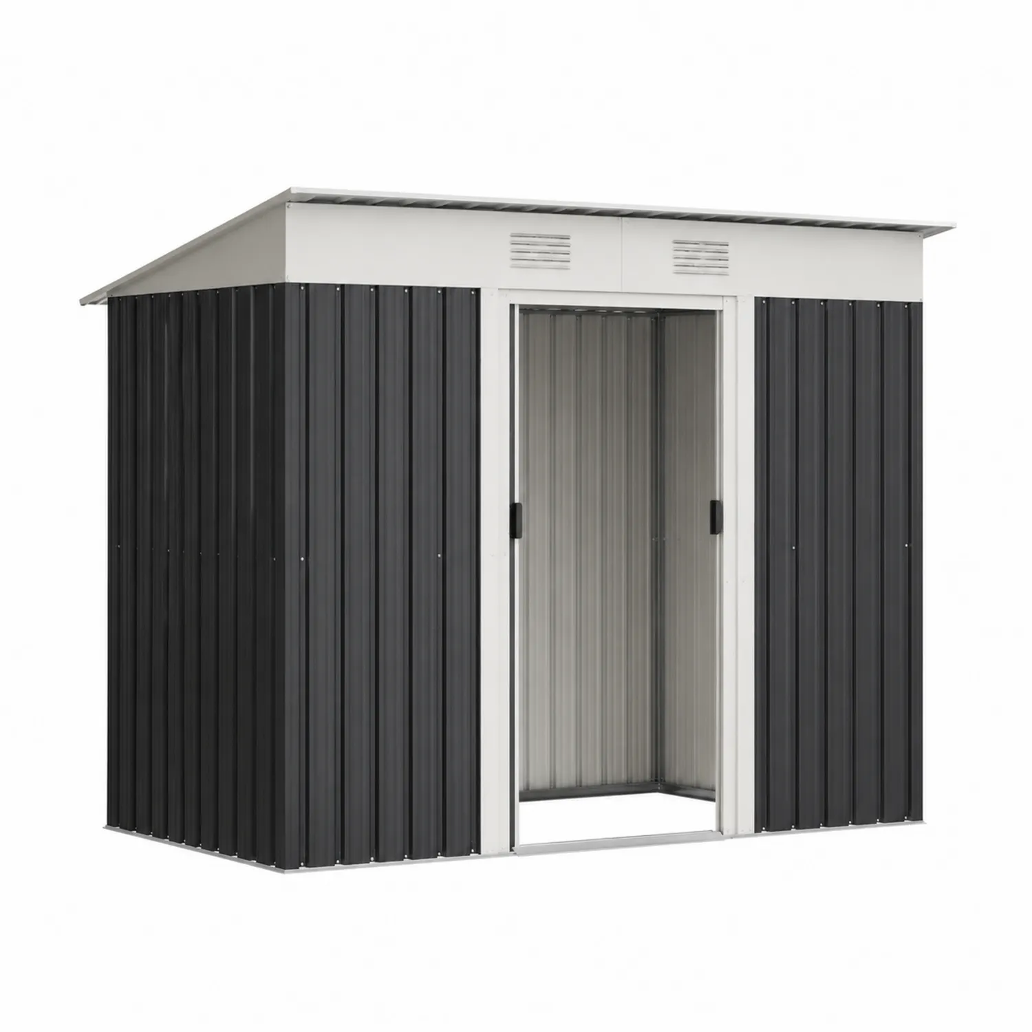 Capanno da Giardino in Acciaio Nero con Porta Scorrevole