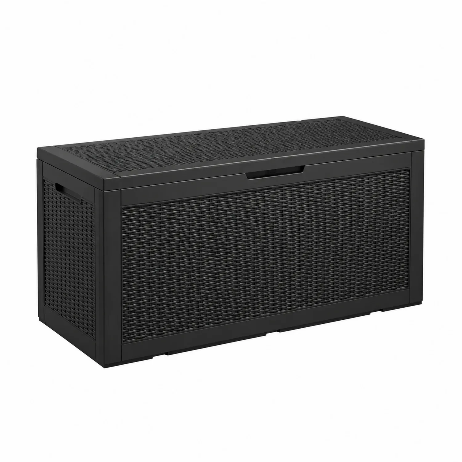 Contenitore rettangolare in polipropilene effetto rattan nero 120 cm