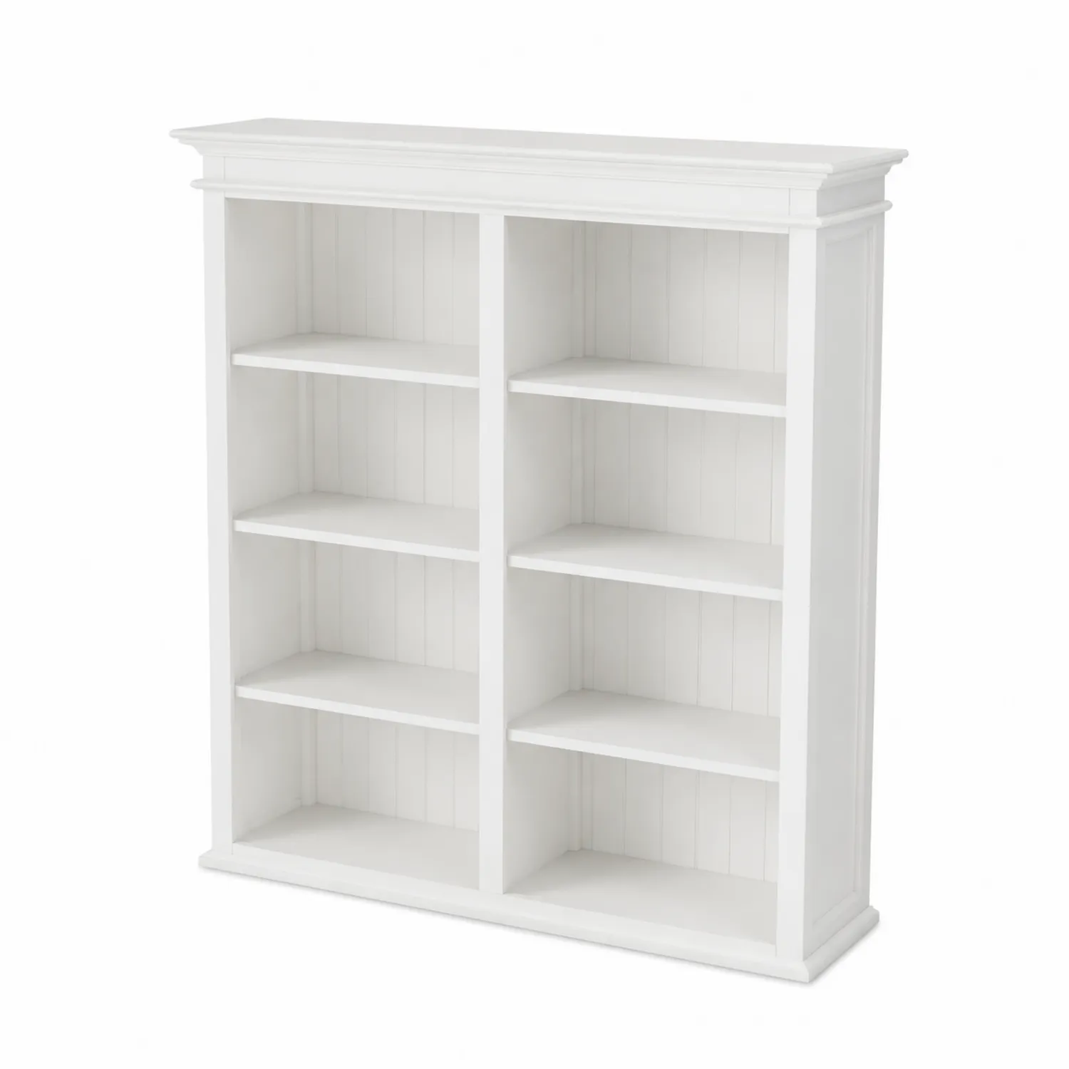 Libreria in legno con 8 ripiani bianchi