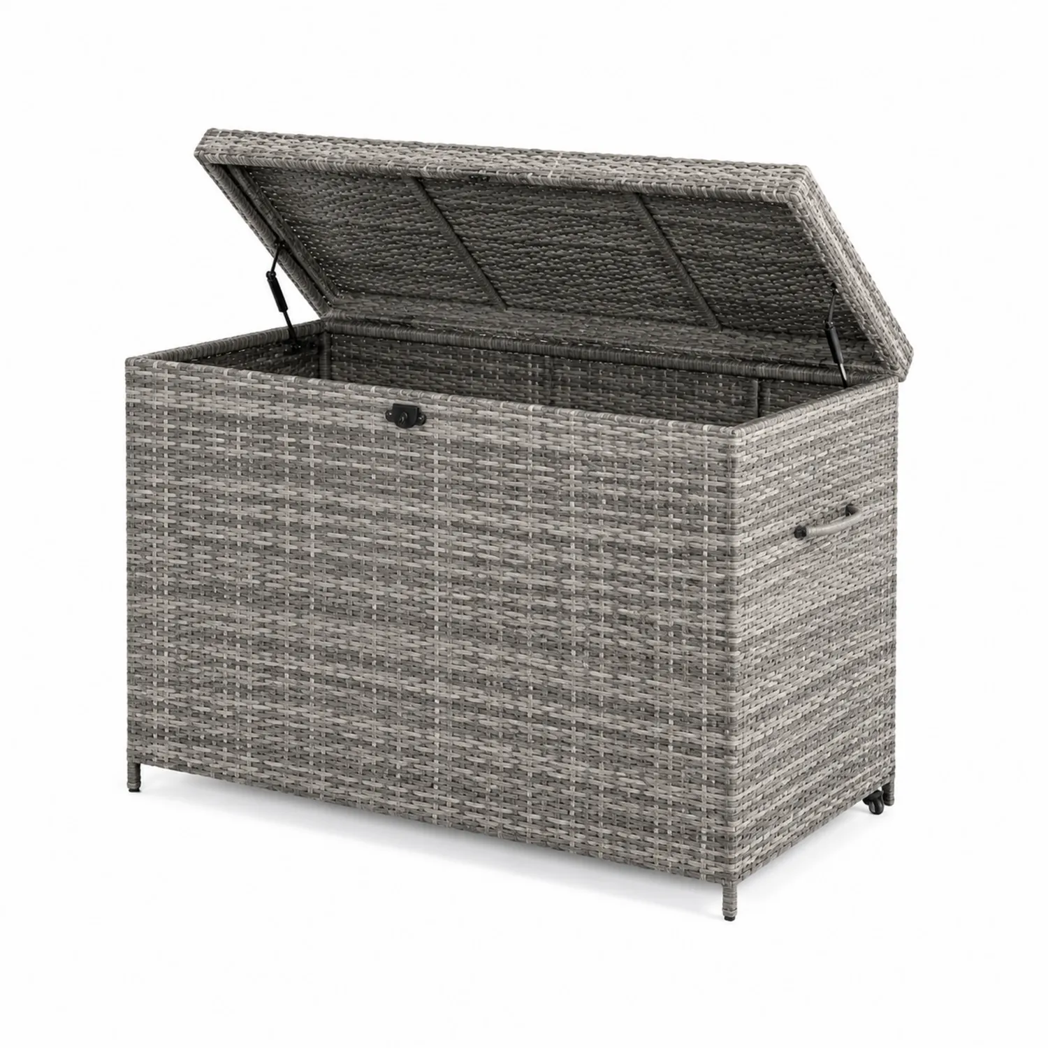Contenitore in rattan sintetico grigio con coperchio apribile