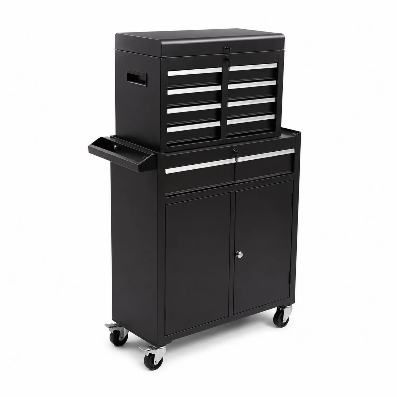Carrello porta attrezzi in metallo con cassetti multipli Nero
