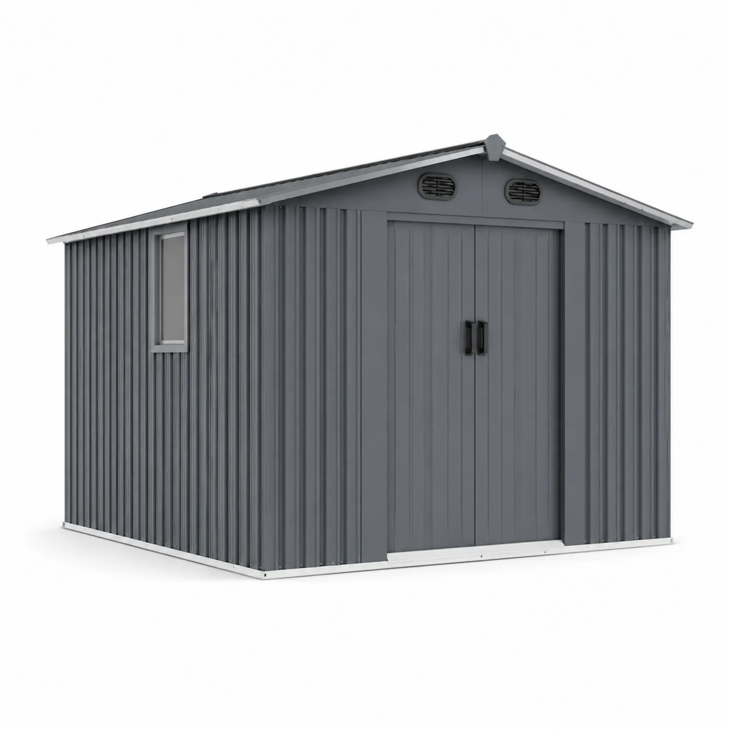 Capanno in Acciaio Zincato con Tetto a Due Falde Grigio 250x300x210 cm