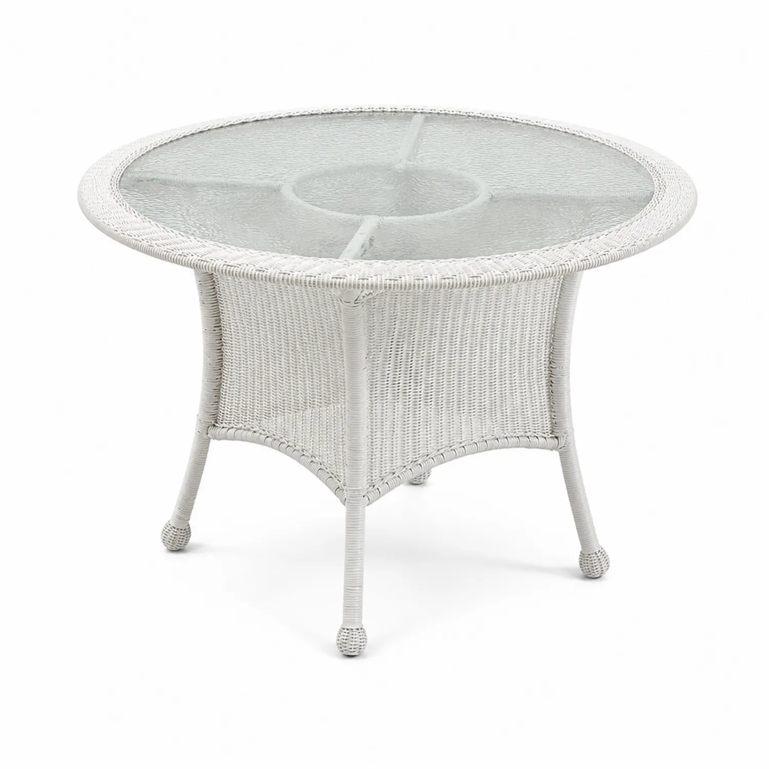 Tavolo rotondo da giardino in vetro temperato e rattan sintetico 90 cm