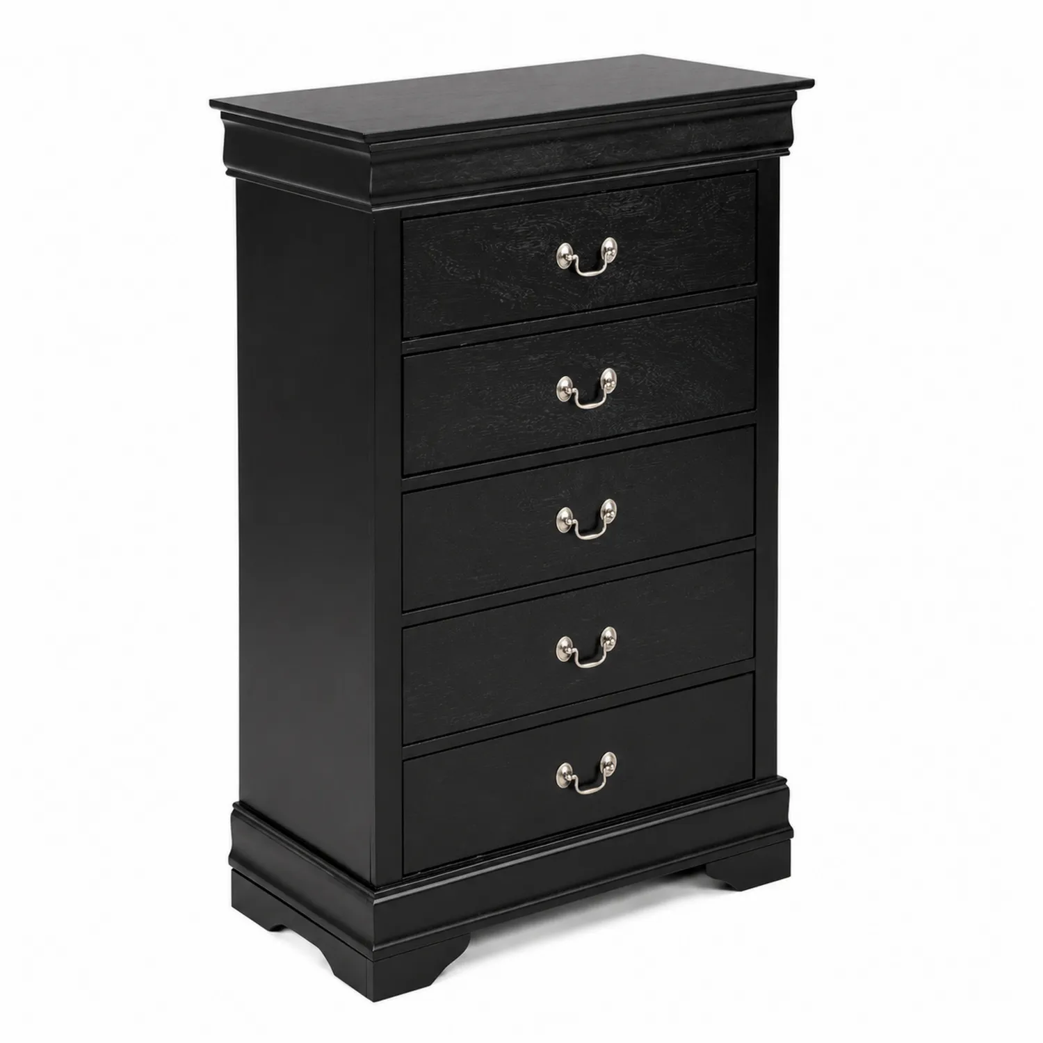 Cassettiera in legno a 5 cassetti Nero