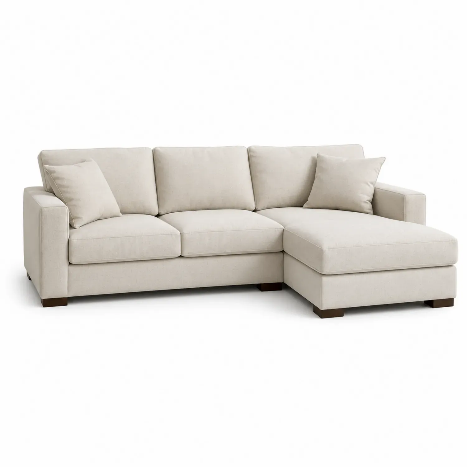 Sofa narożna materiałowa beżowa z bawełny