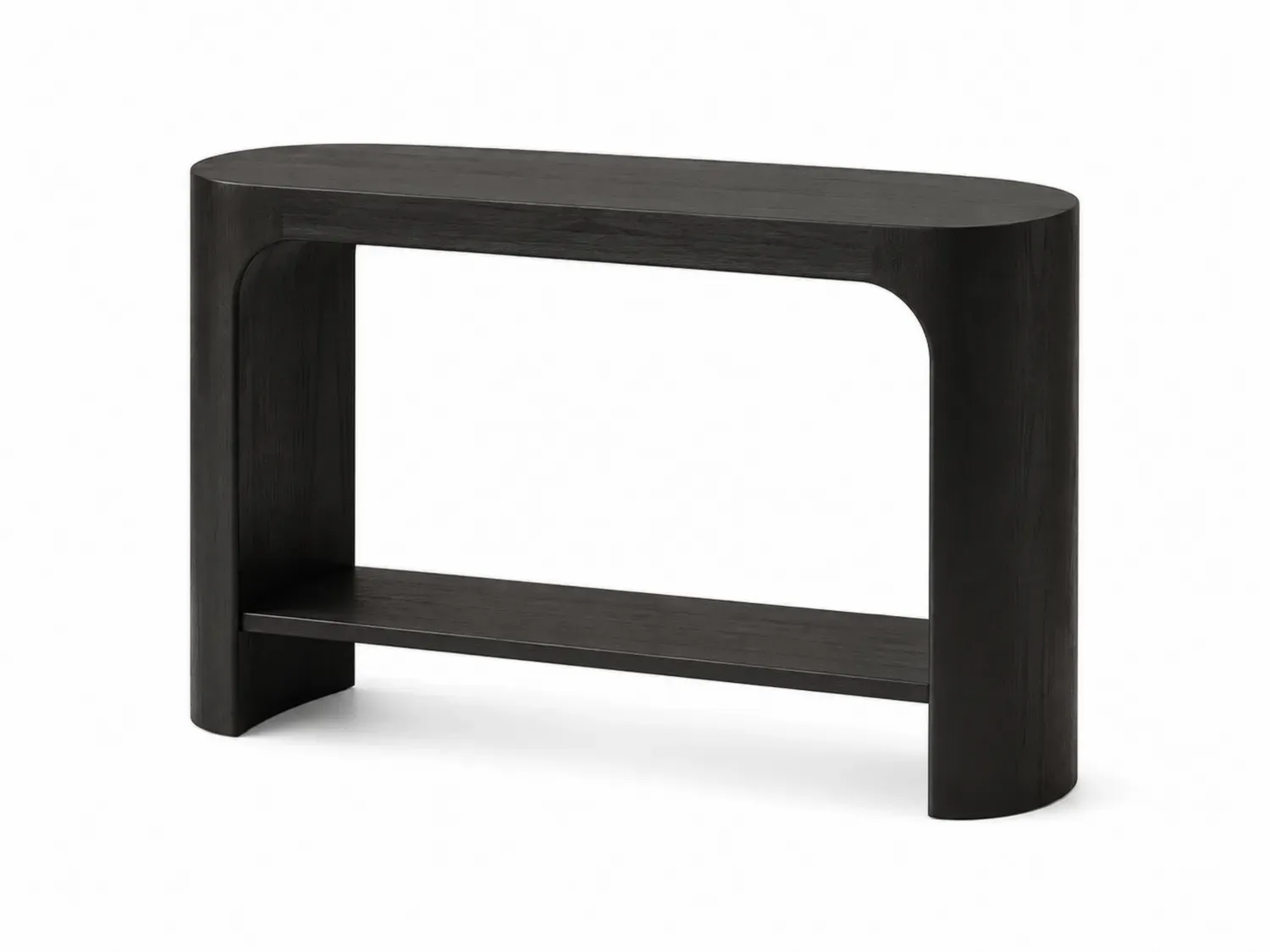 Czarny Owalny Stolik Konsolowy z Litego Drewna 120x30x75 cm