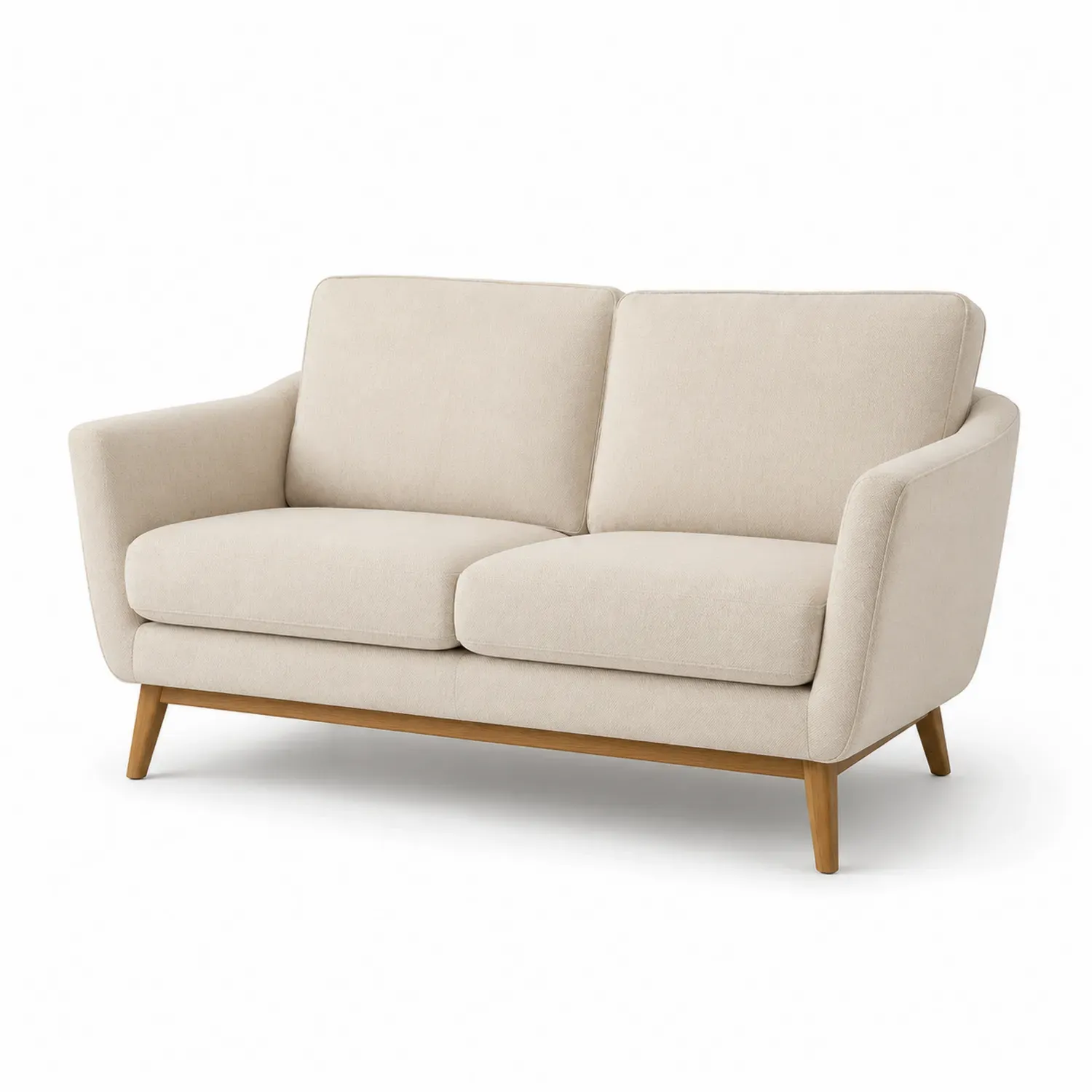 Dwuosobowa sofa z poliestru z drewnianymi nogami
