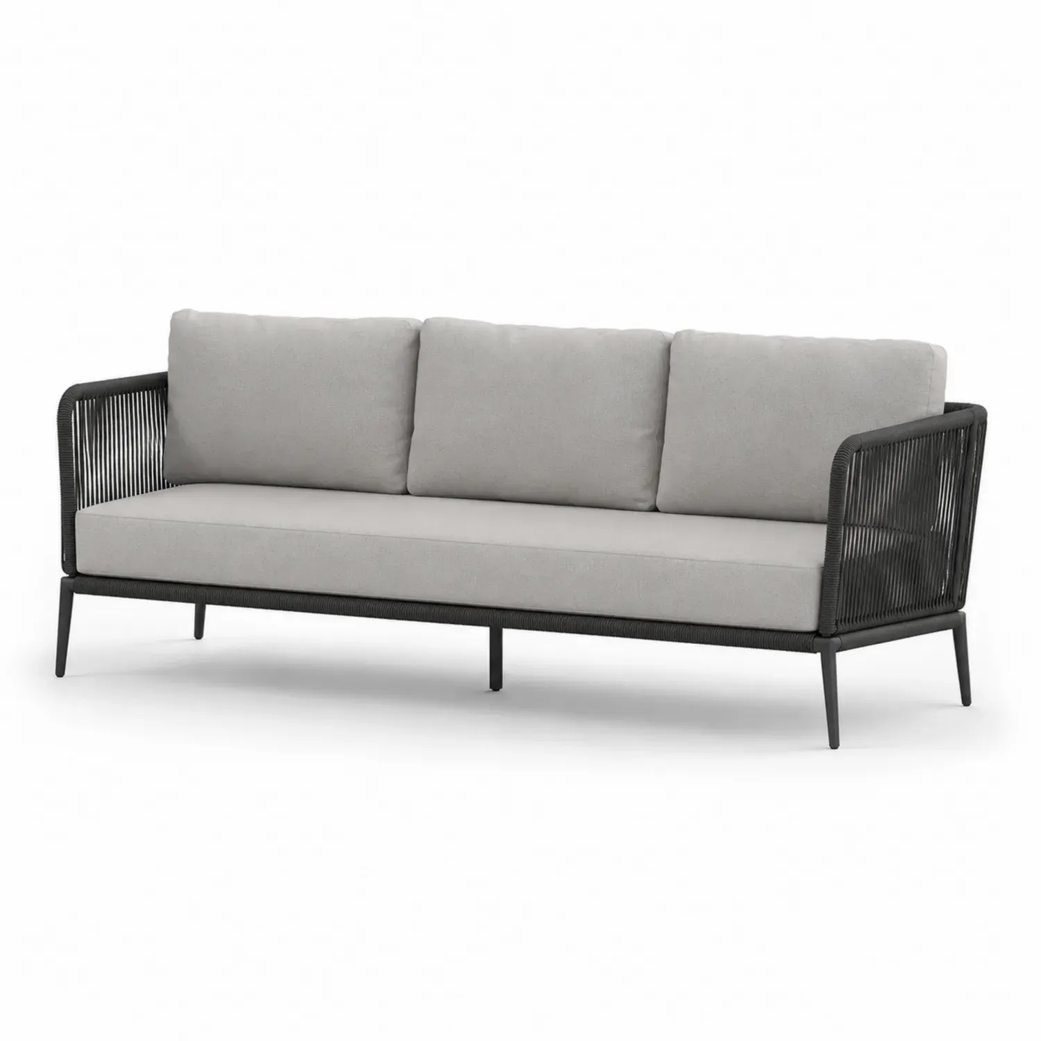 Sofa ogrodowa 3-osobowa, polipropylen, stalowa rama