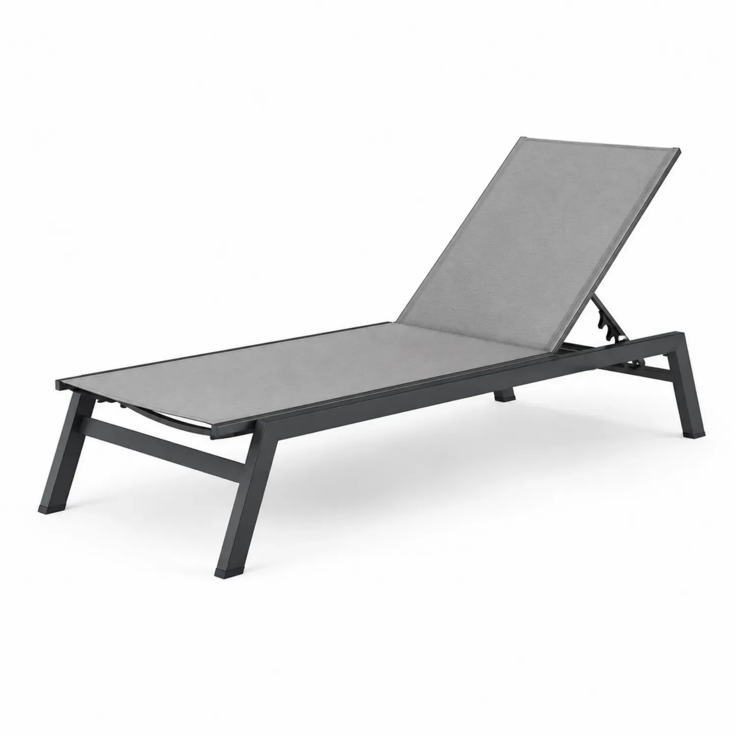 Leżak ogrodowy aluminiowy z tkaniną regulowany szary 200cm x 60cm x 30cm
