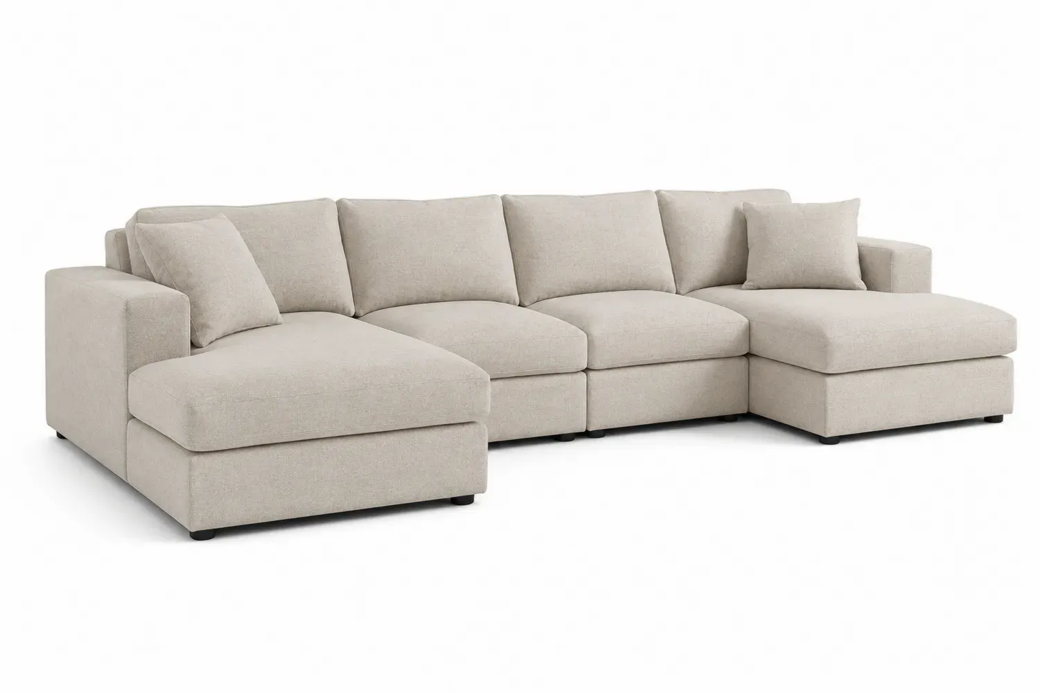 Modułowa sofa narożna beżowa poliester 300 cm