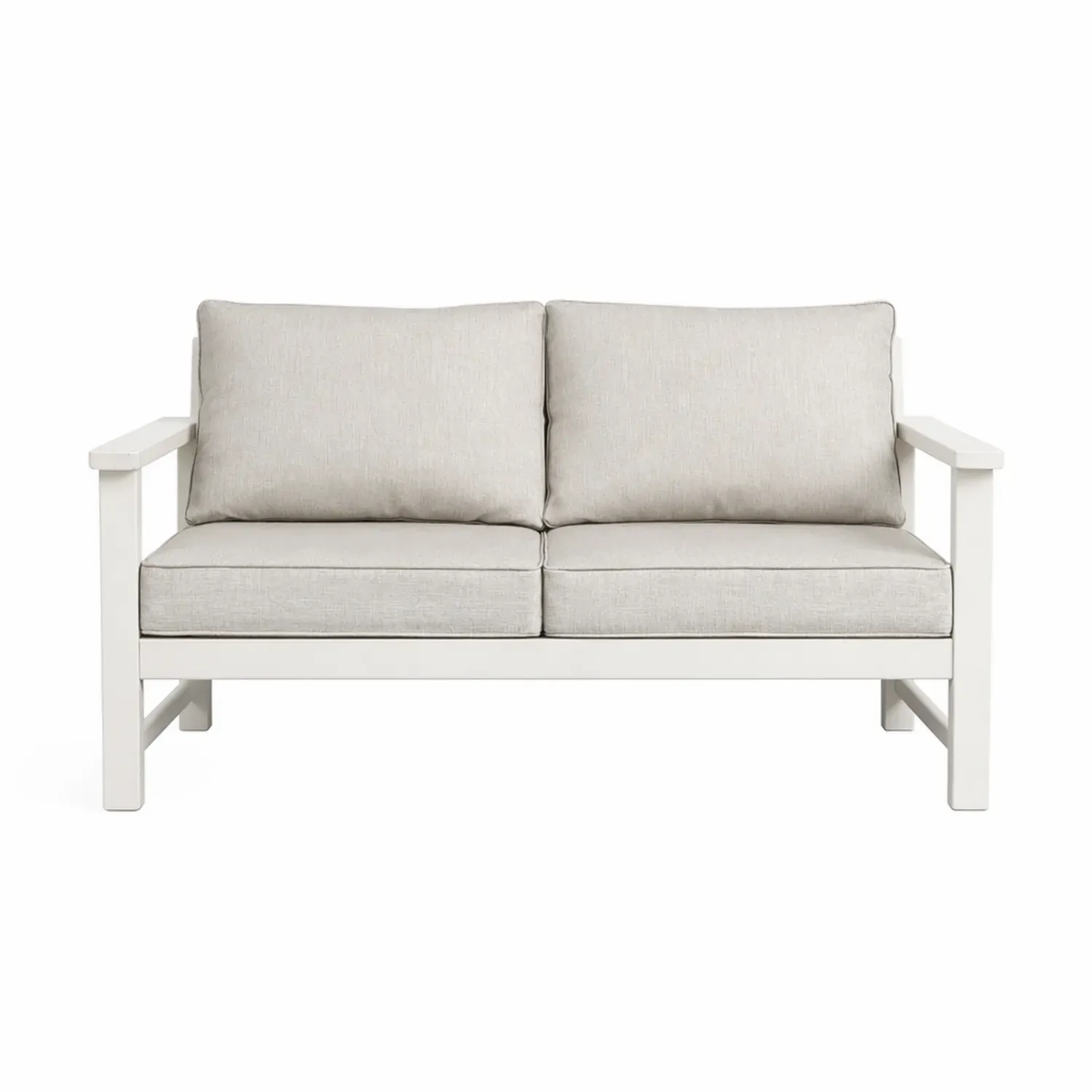 Dwuosobowa sofa ogrodowa aluminiowa z pokryciem z tkaniny poliestrowej Beżowa