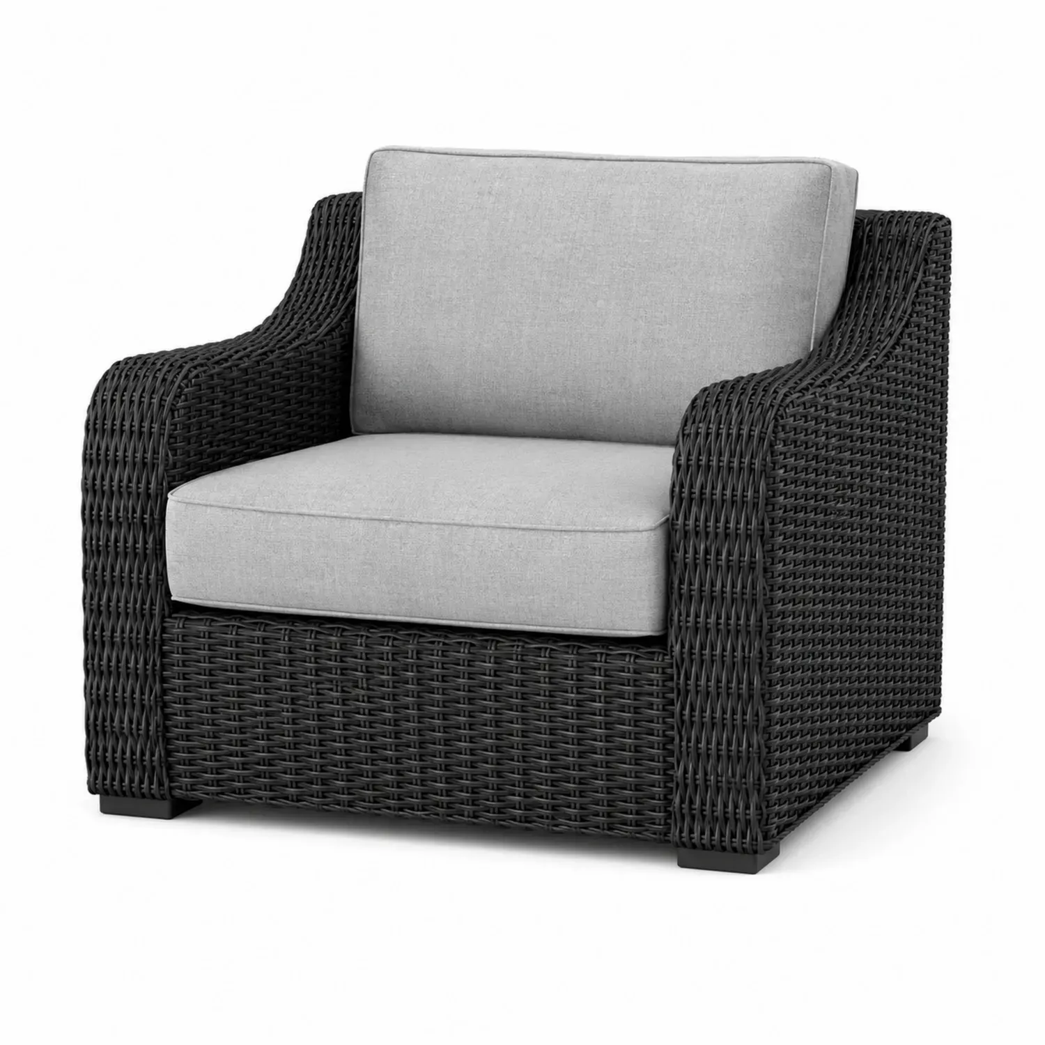 Fotel z Polirattanu Szaro-Czarny 80x85x70 cm