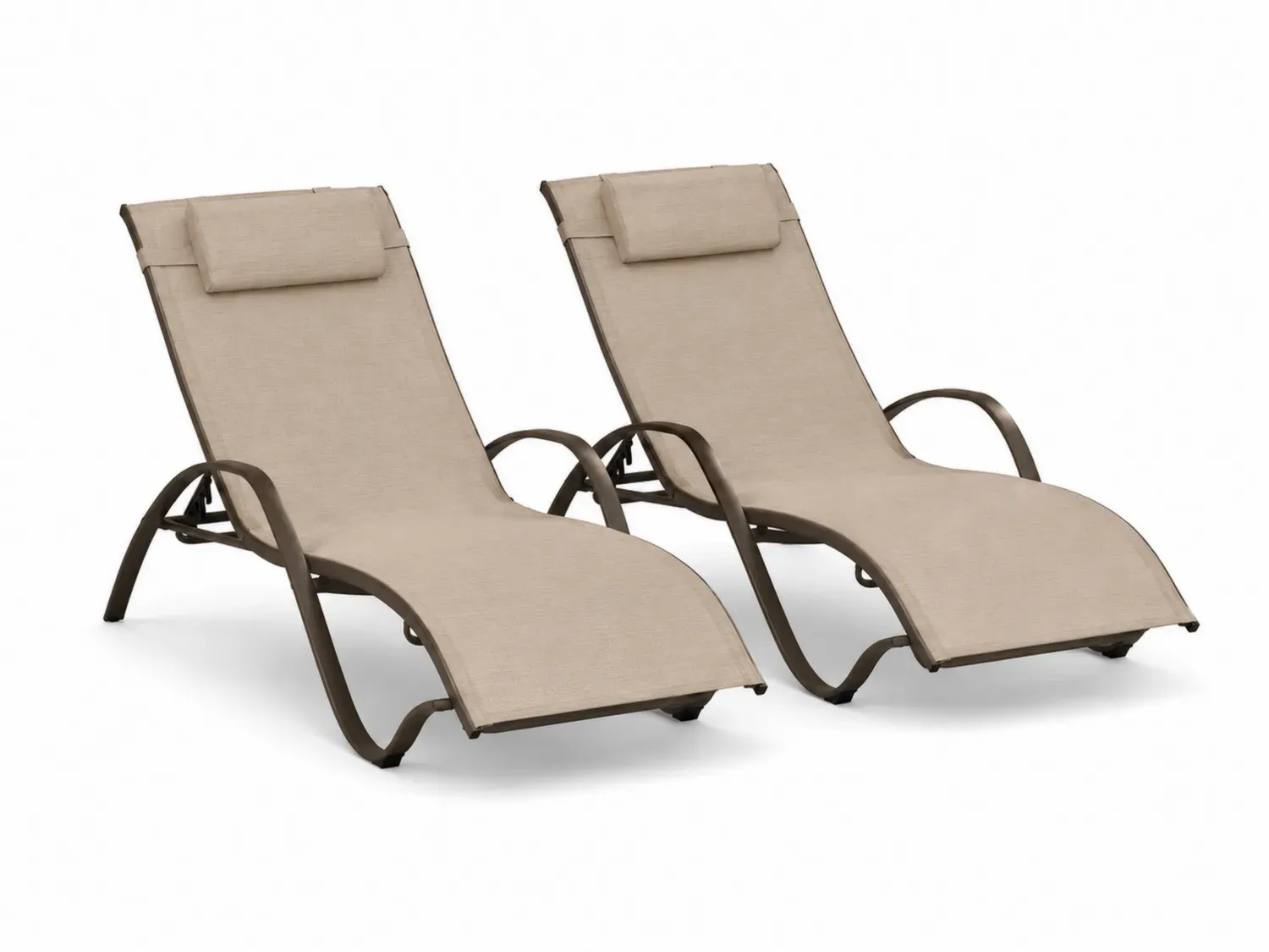 Zestaw 2 leżaków aluminiowych Beige