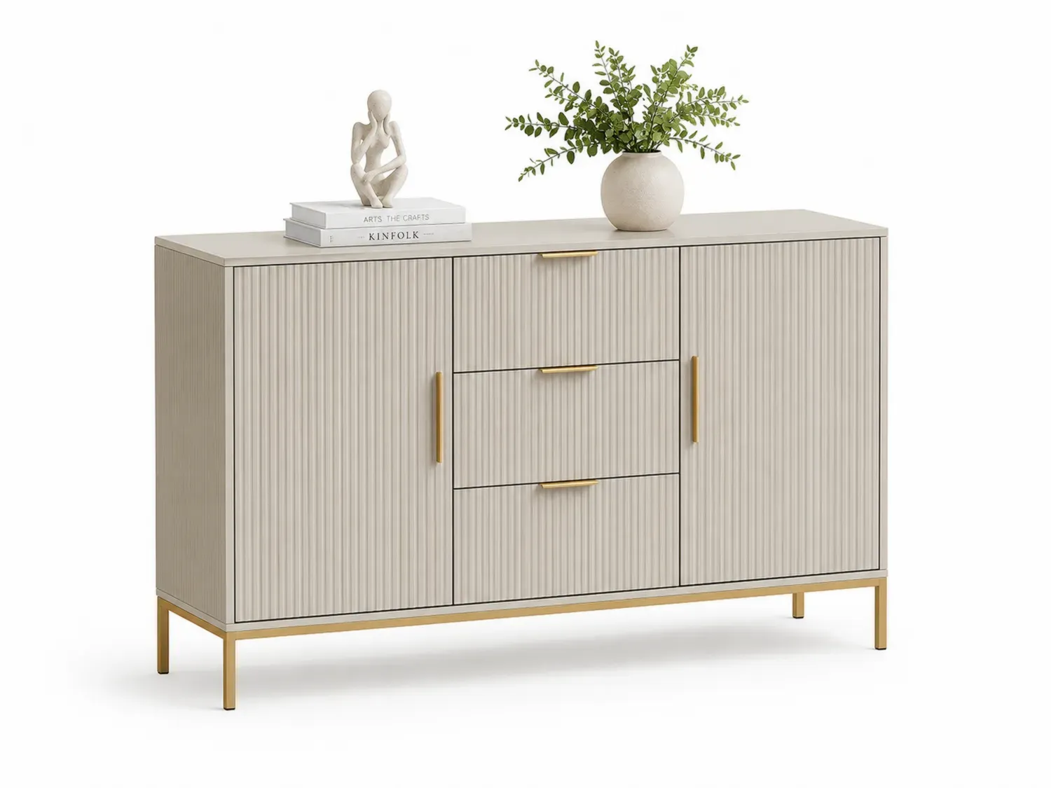 Komoda MDF beżowa z metalowymi nogami 120cm