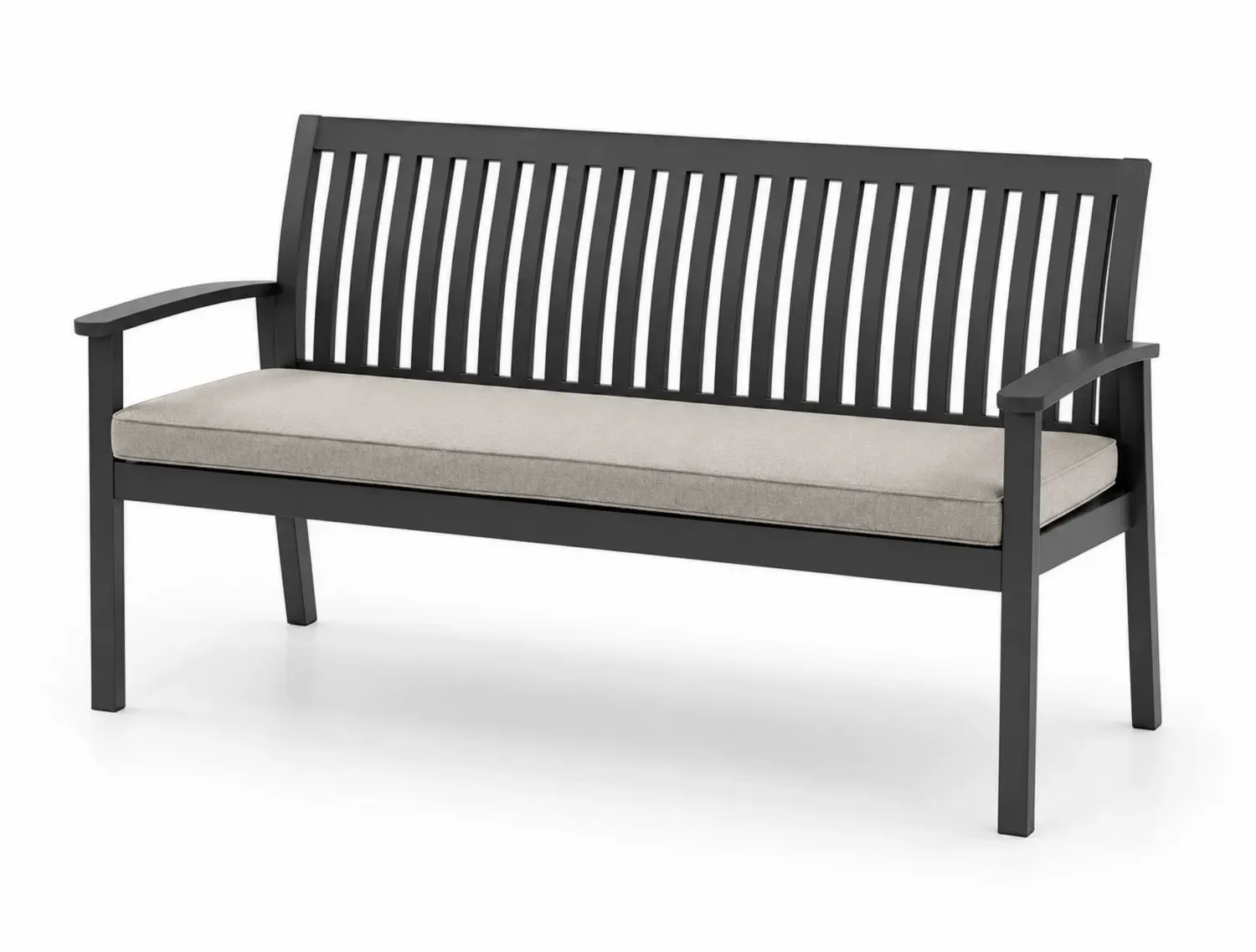 Ławka ogrodowa metalowa z poduszką beżową 120x60x85 cm