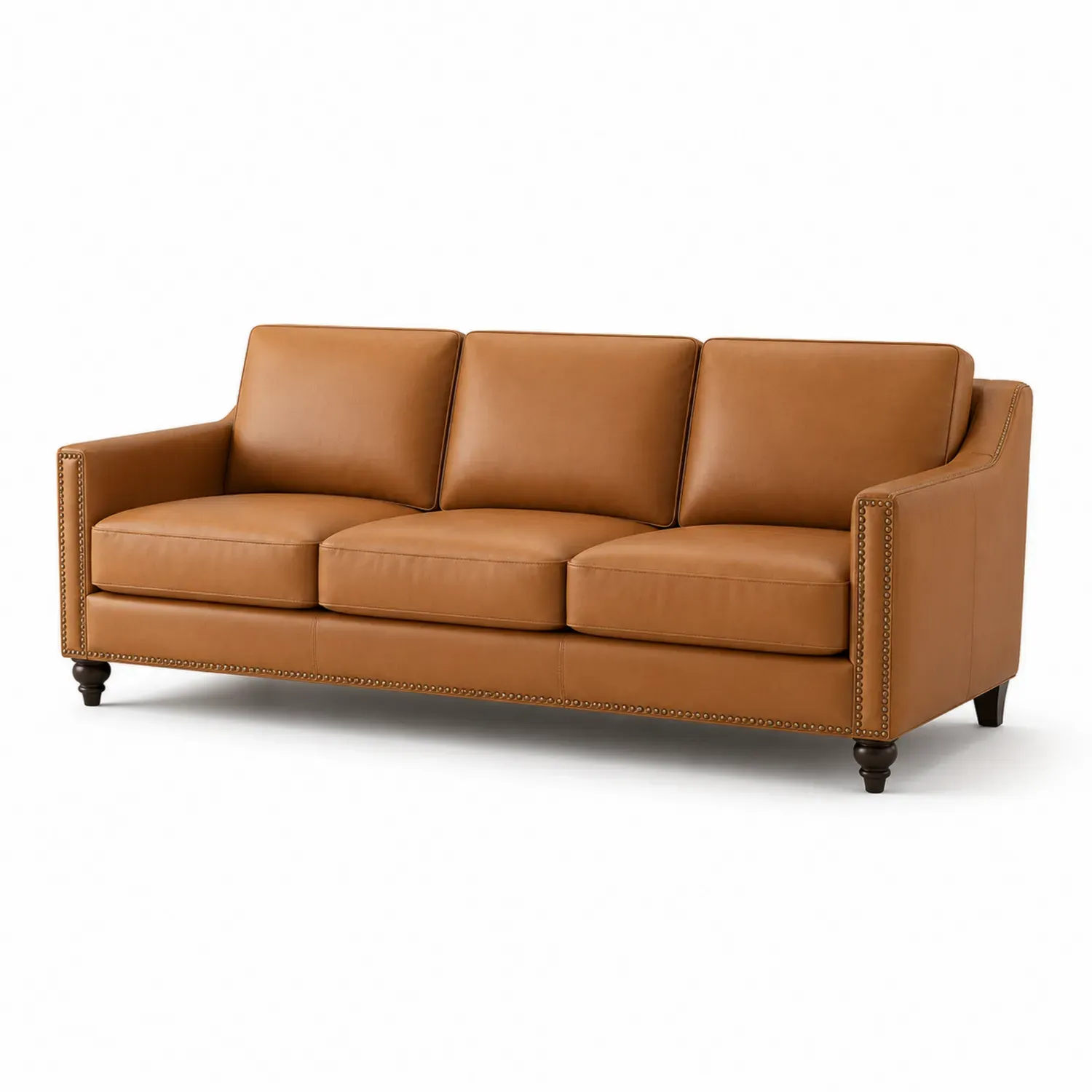 Trzyosobowa sofa skórzana brązowa