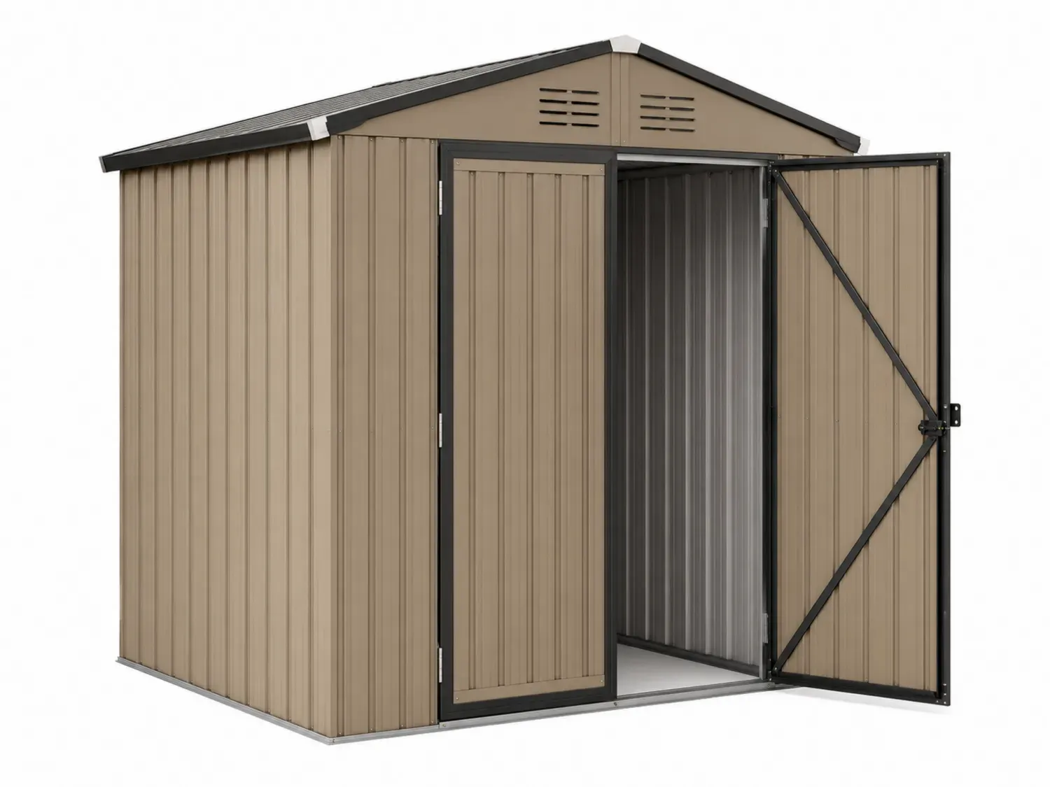 Domek Ogrodowy Metalowy Stalowy 213x130x185 cm Beżowy