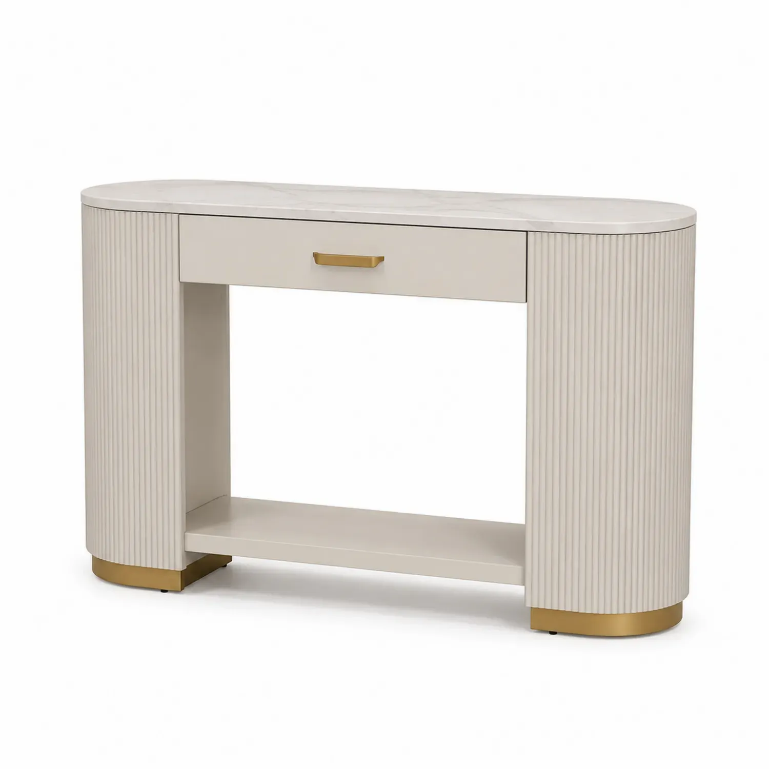 Konsola MDF z Szufladą i Syntetycznym Marmurem Biały 120x35x80cm