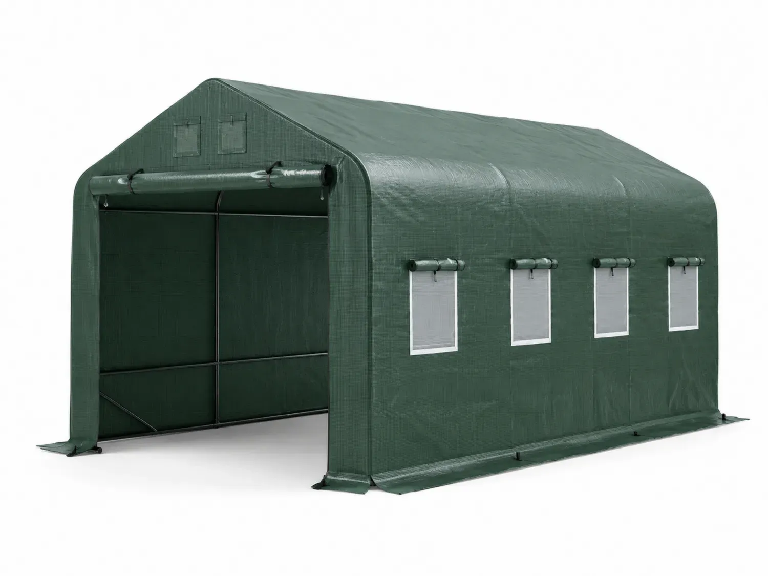 Szopa ogrodowa stalowa z polietylenu PE zielona 3 m x 6 m x 2 m