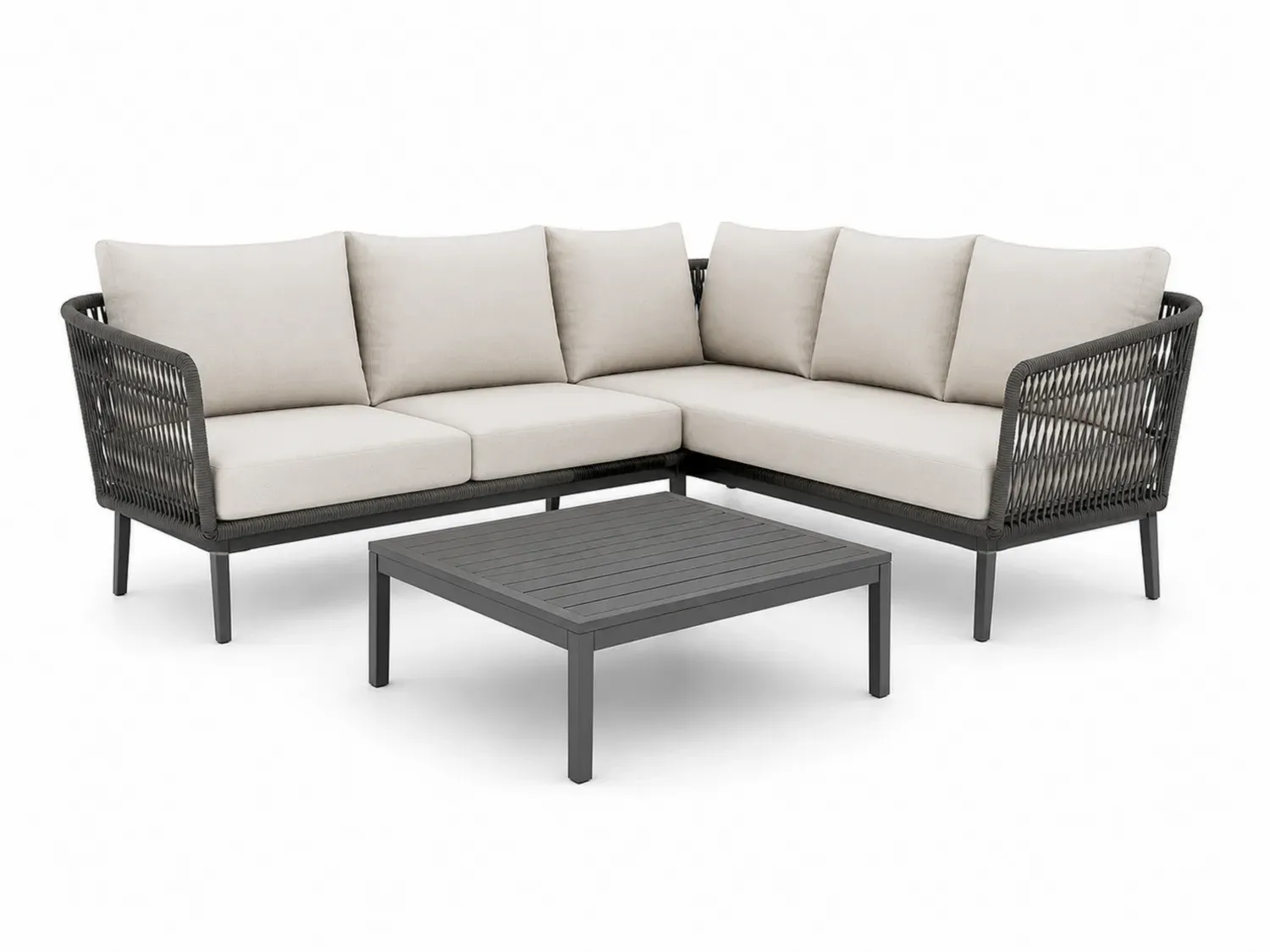 Narożna sofa ogrodowa z aluminium z poduszkami