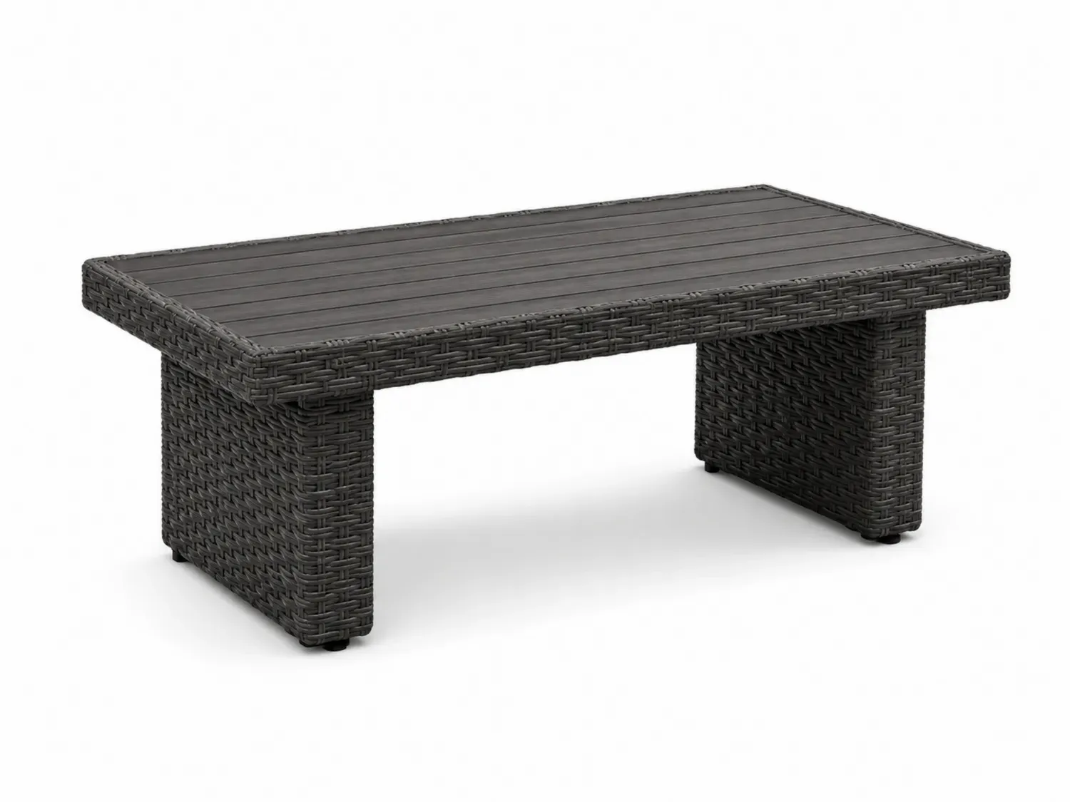 Stolik kawowy z technorattanu prostokątny 120x60x45 cm Czarny
