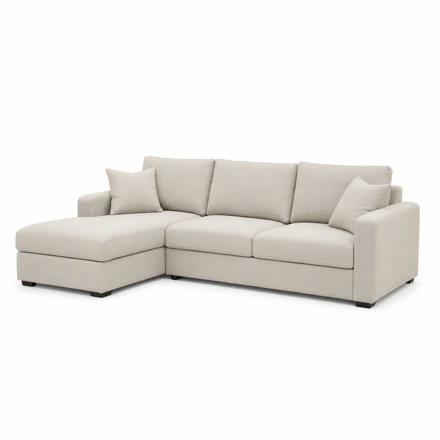 Sofa modułowa z szezlongiem z poliestru beżowa 260 cm
