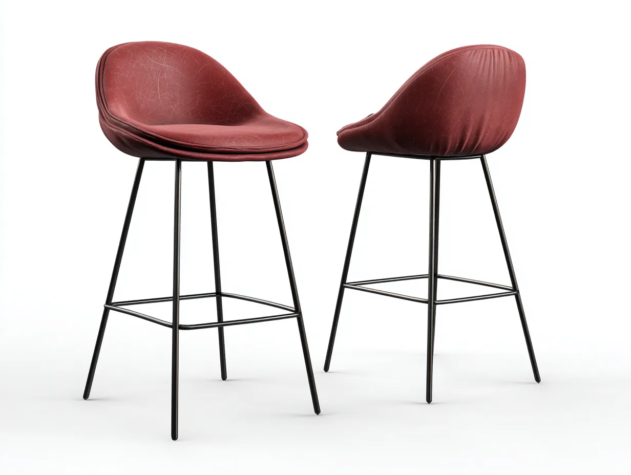 Barhocker aus Kunstleder 48x55x98 cm - dunkelrot und schwarz - mit Schalensitz für Esszimmer