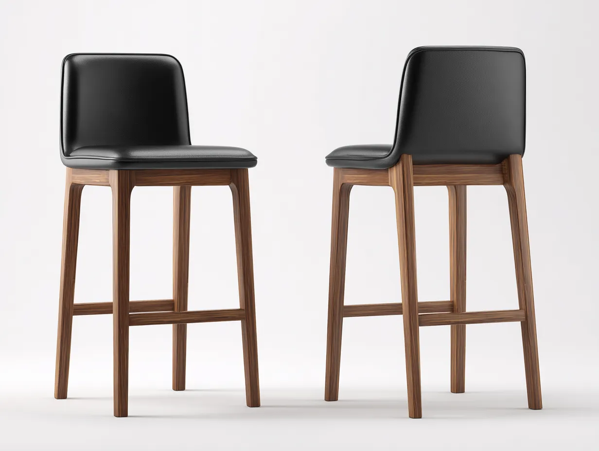 Barhocker aus Kunstleder 47x53x101 cm - schwarz und eichefarben - gepolstert für Esszimmer