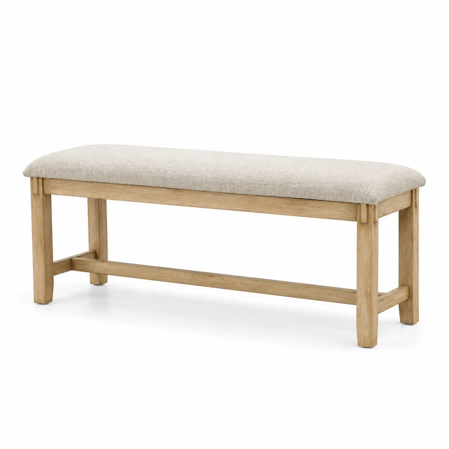 Ławka drewniana z tapicerowanym siedziskiem 120x35x45 cm Beżowa