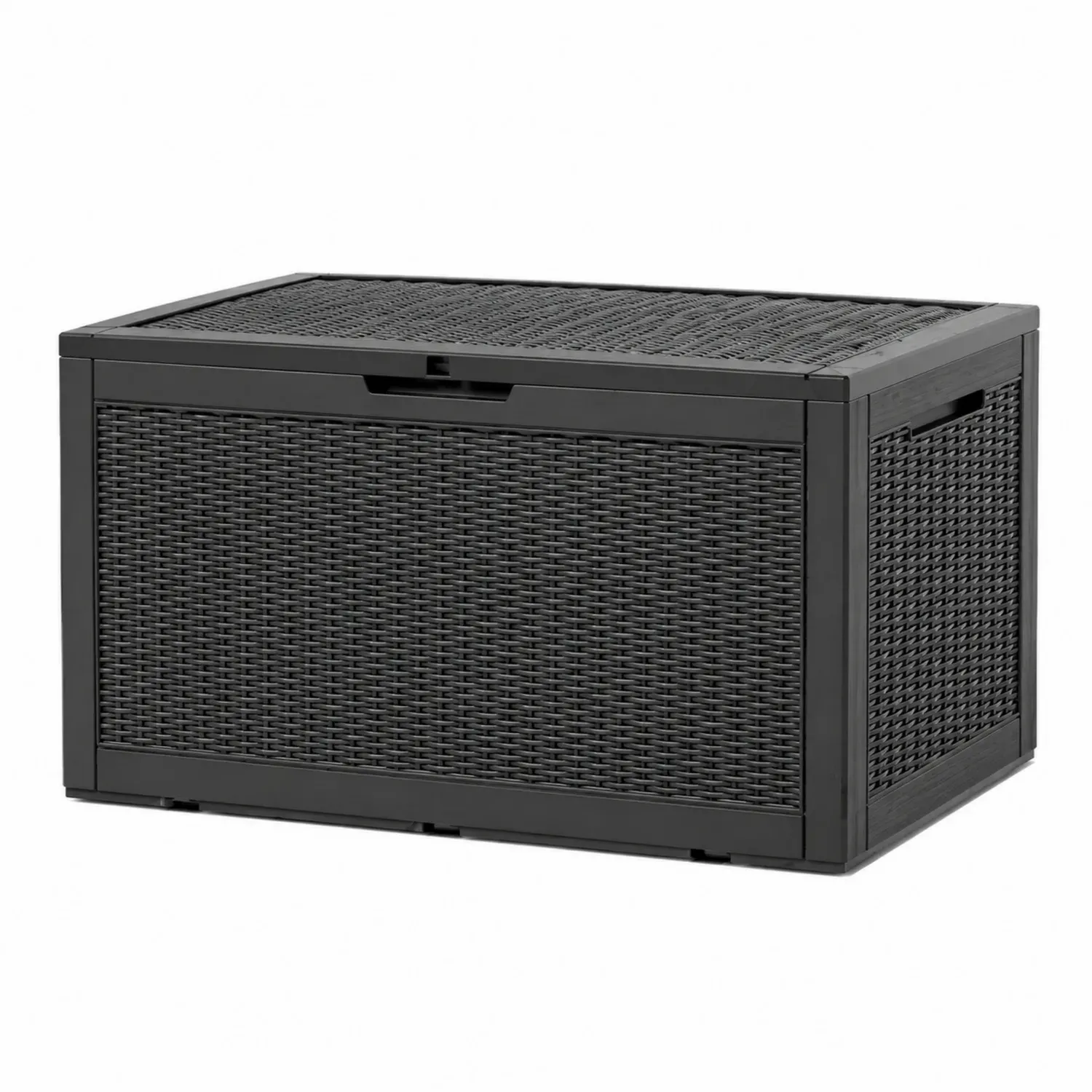 Skrzynia rattanowa z tworzywa czarna 120x55x60 cm