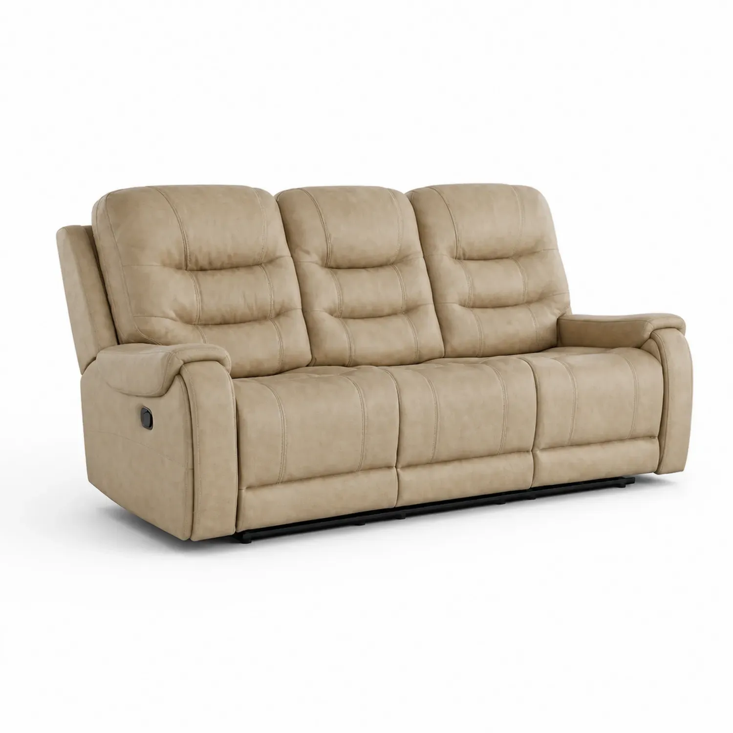 Sofa 3-osobowa z funkcją relaksu z ekoskóry beżowa