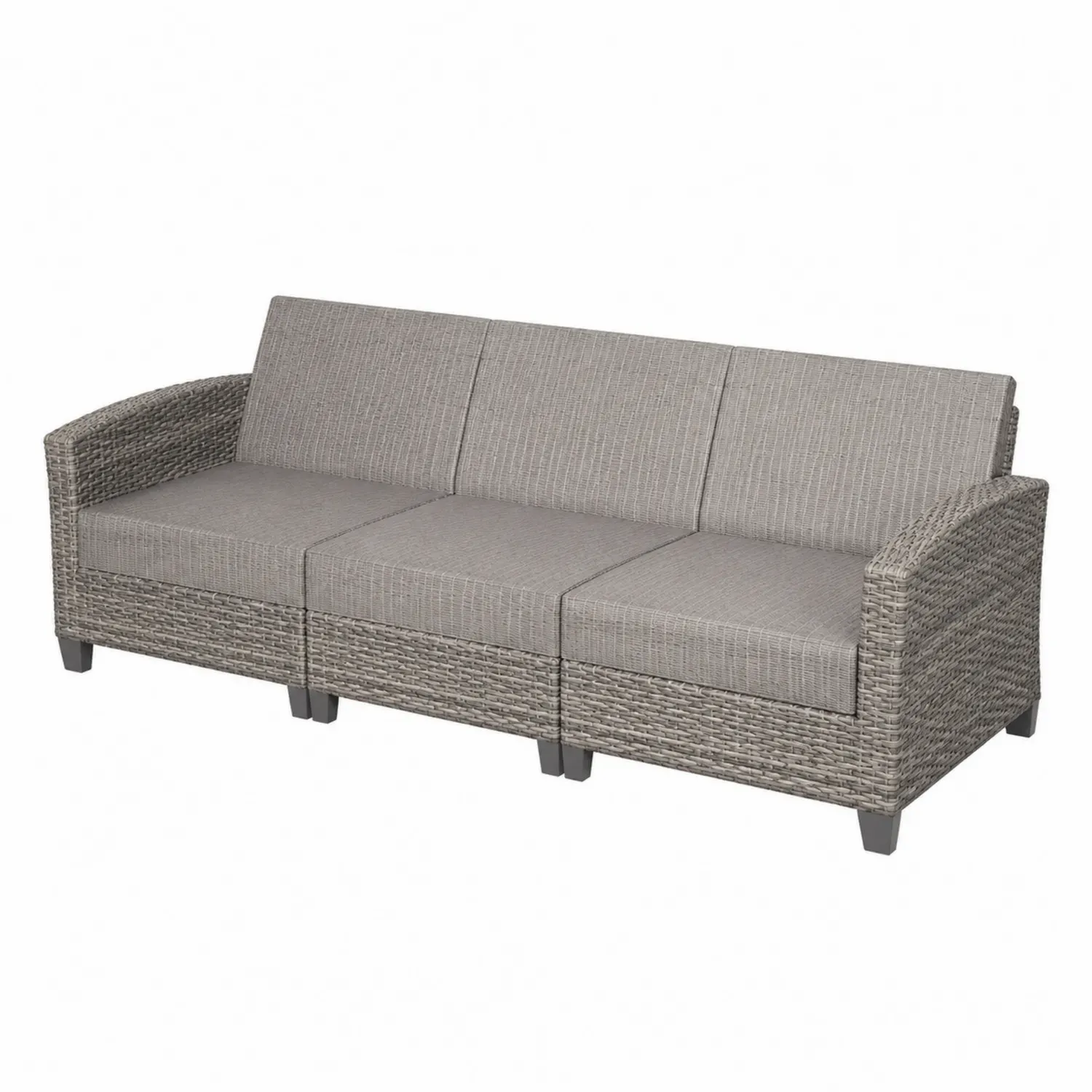 Trzyosobowa Sofa Ogrodowa z Technorattanu, Szara