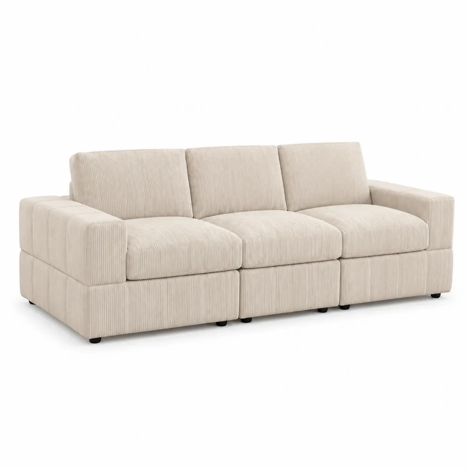 Sofa trzyosobowa sztruksowa Beżowa 300 cm