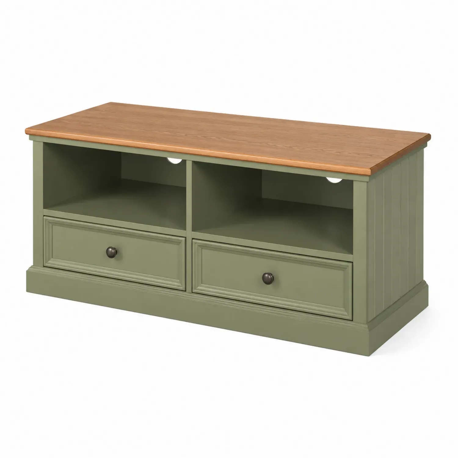 Szafka RTV z szufladami zielona/dębowa 120x45x55 cm