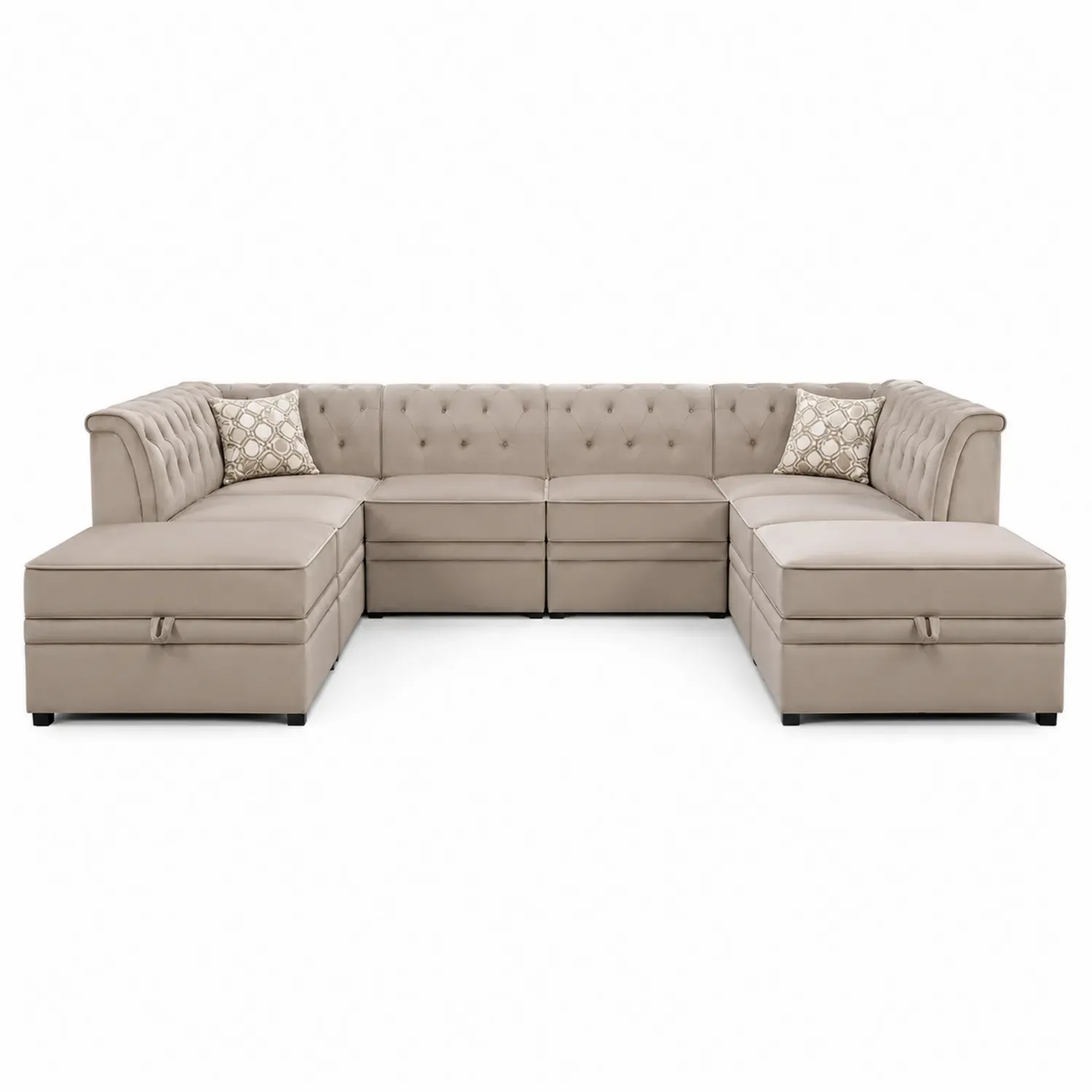 Narożna modułowa sofa z funkcją przechowywania z tkaniny Beżowa
