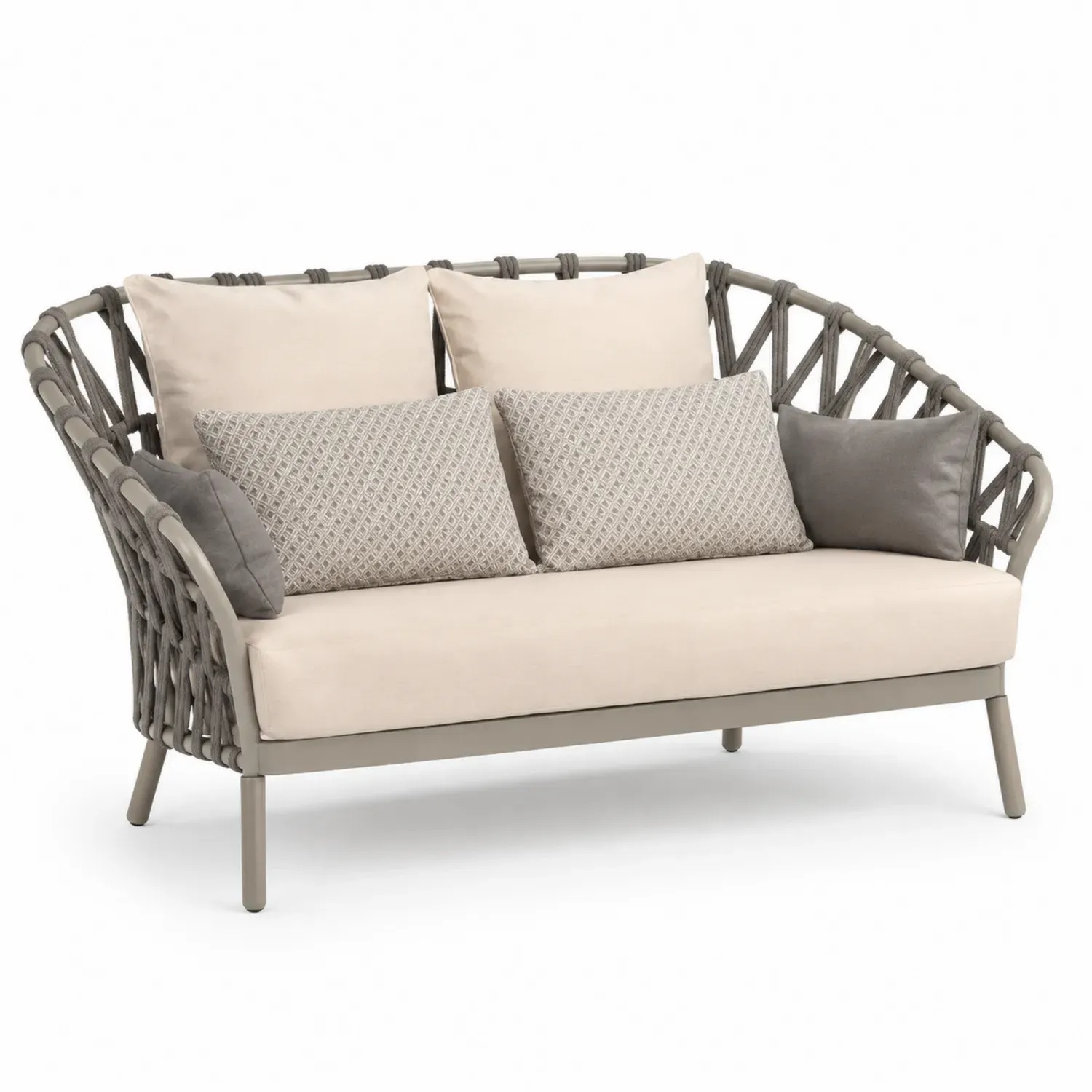 Sofa ogrodowa z tkaniny poliestrowej i linki polipropylenowej 160 cm