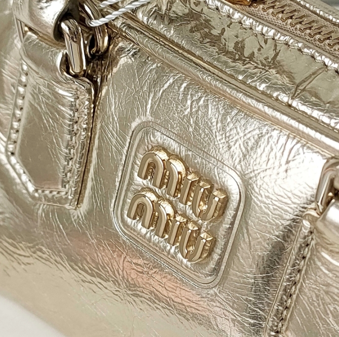 MIU Mini Gold Bowling Bag
