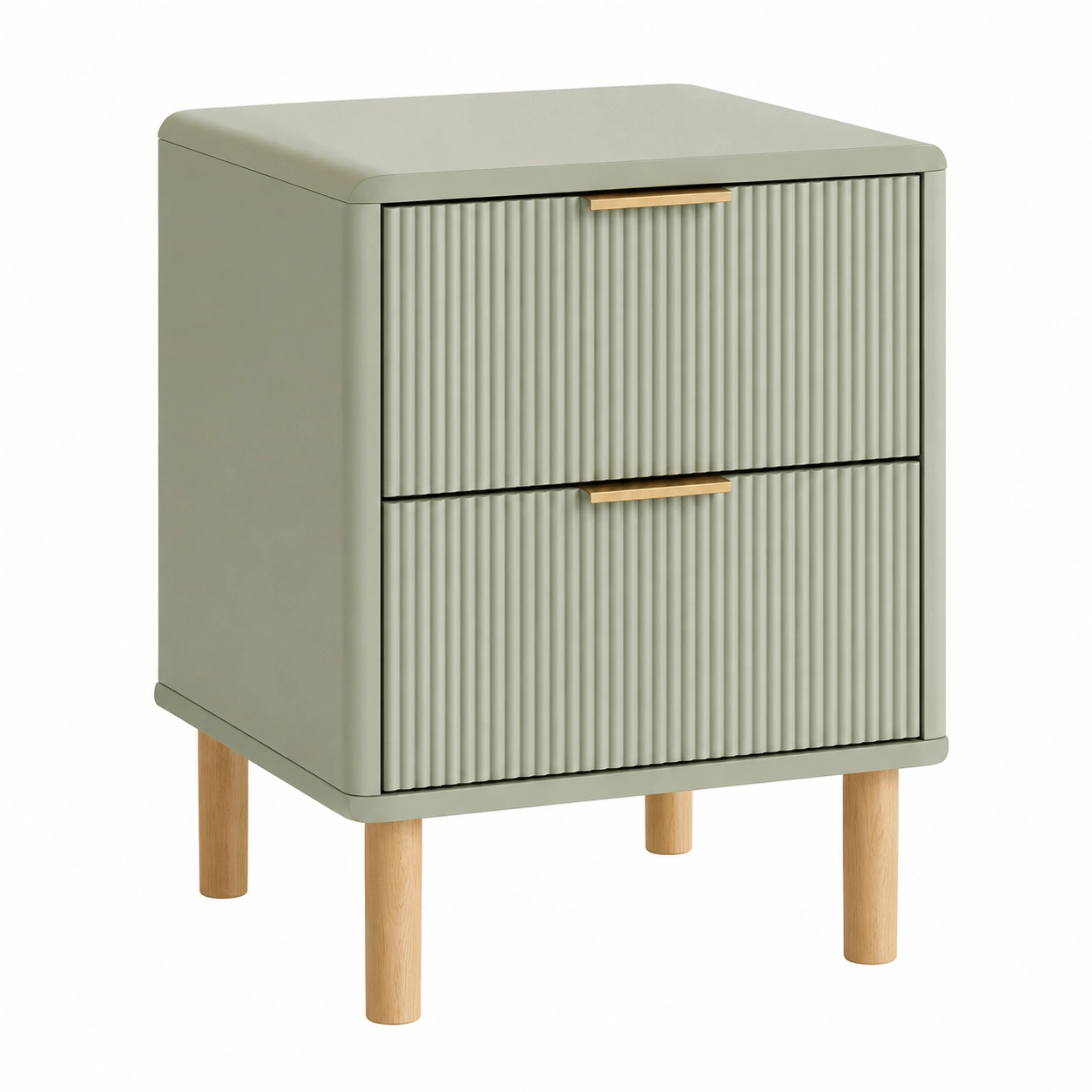 Mesita de noche verde nordica con relieve elegante-furnlita