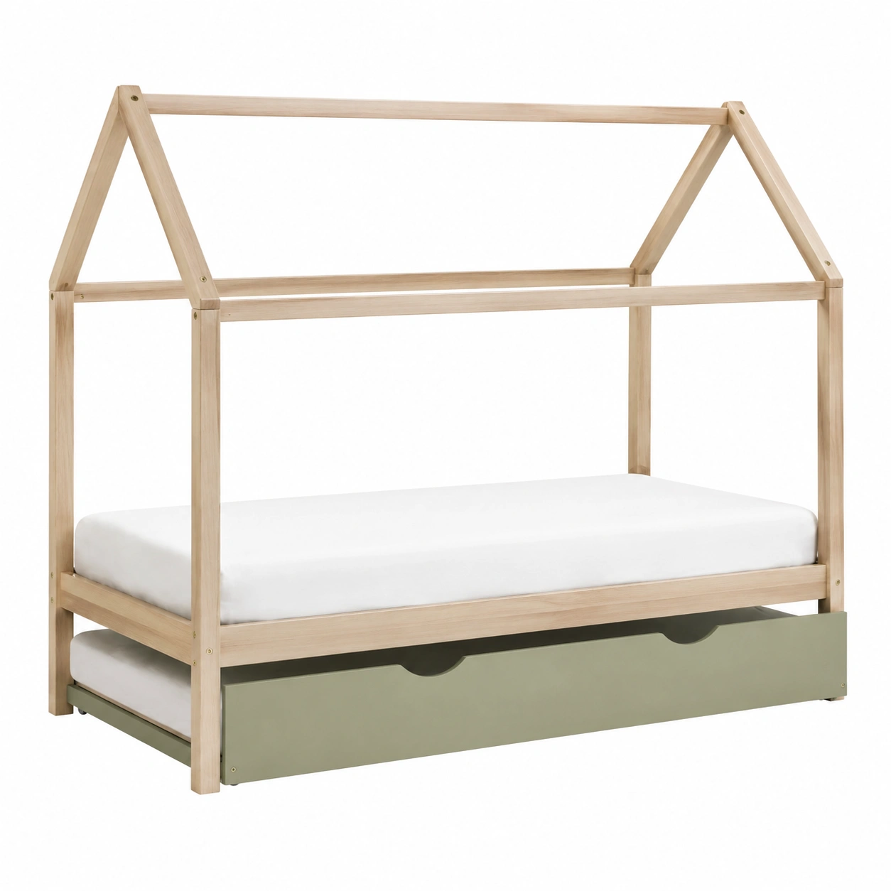 Cama infantil de madera natural estilo casita-furnlita