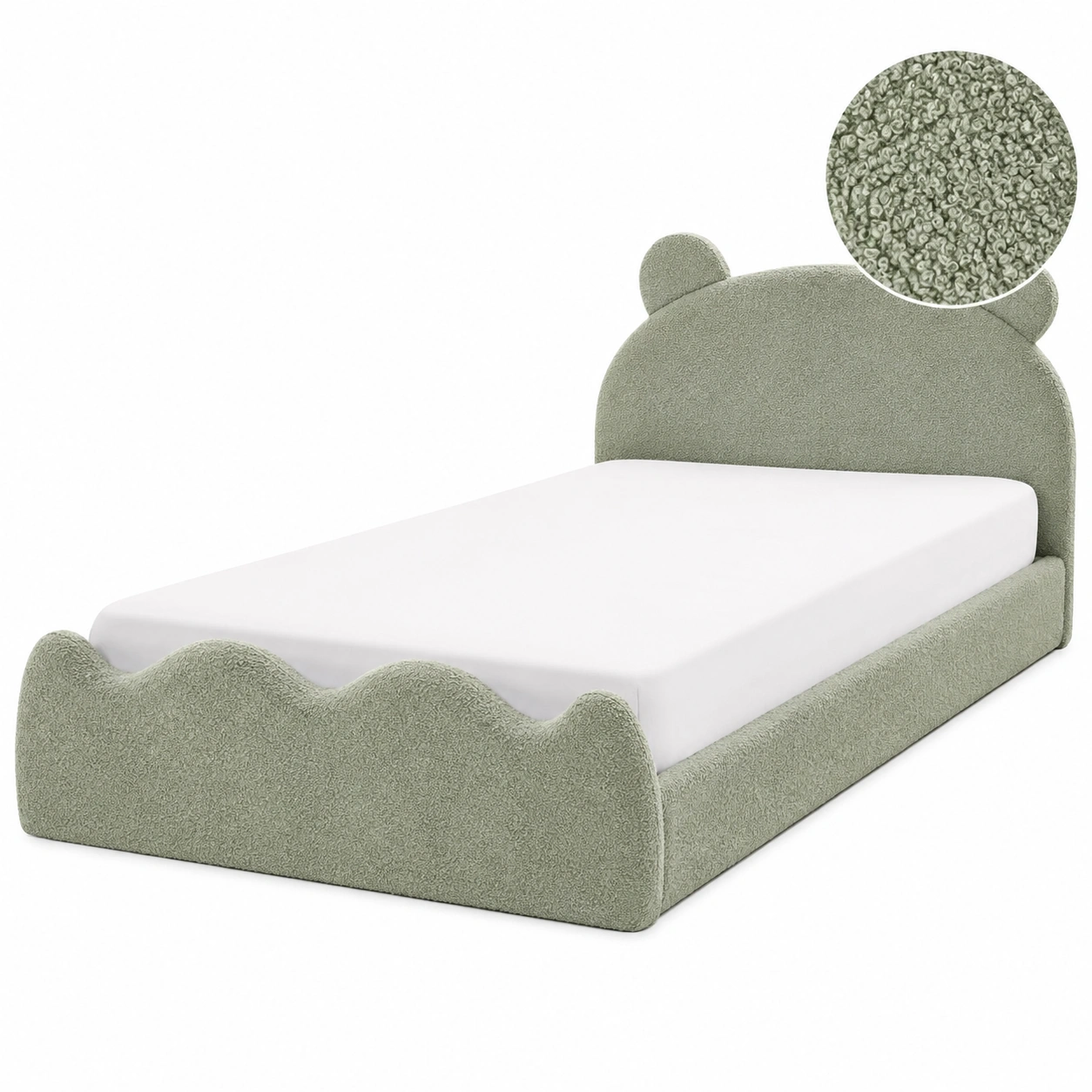 Cama infantil boucle verde de diseno organico-furnlita