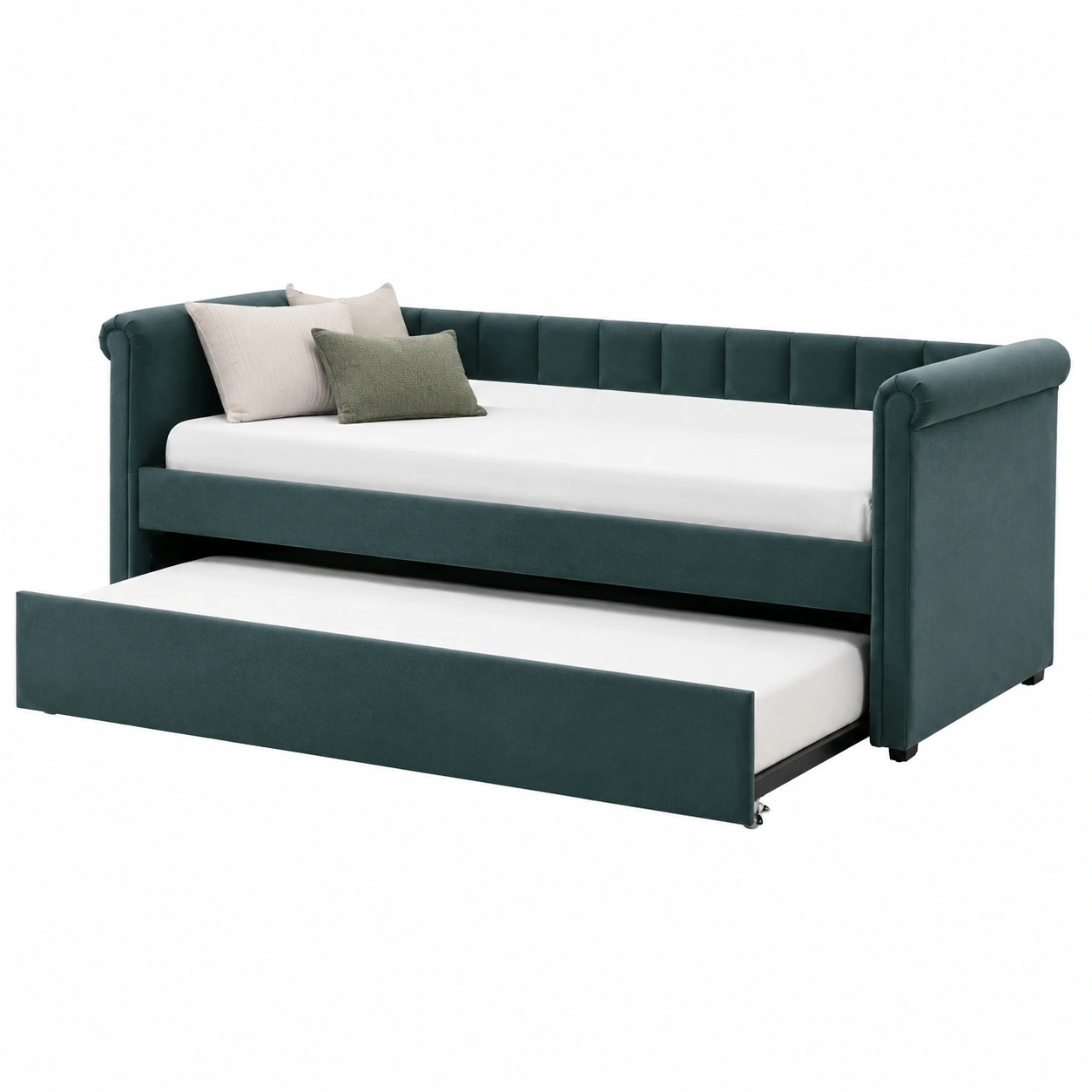 Sofa Cama Nido Verde Petroleo Tapizado Minimalista-furnlita