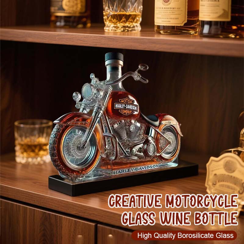 🏍️ Creative Motorcycle Shaped Glass Wine Bottle – Cool Gift for Biker Lovers🍷