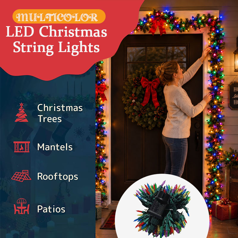 🎄Vibrant Retro Pointed Bulb LED Christmas String Lights - Festive Holiday Decor
