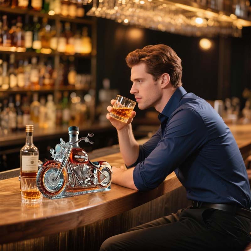🏍️ Creative Motorcycle Shaped Glass Wine Bottle – Cool Gift for Biker Lovers🍷