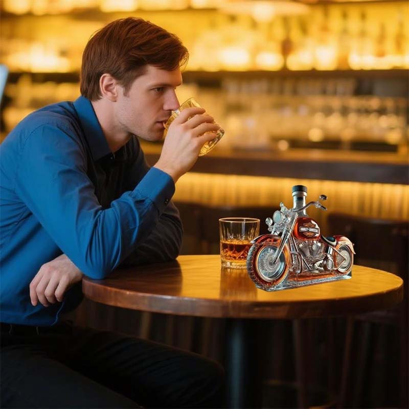 🏍️ Creative Motorcycle Shaped Glass Wine Bottle – Cool Gift for Biker Lovers🍷