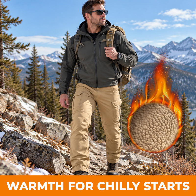 🏔️ Men's Fleece Lined Tactical Cargo Pants – Warm Winter Hiking Trousers