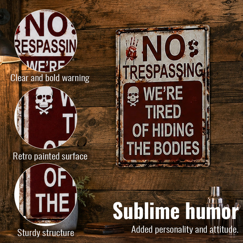 🚫 Bold No Trespassing Warning Sign 😈 Dark‑Humored Wall Accent