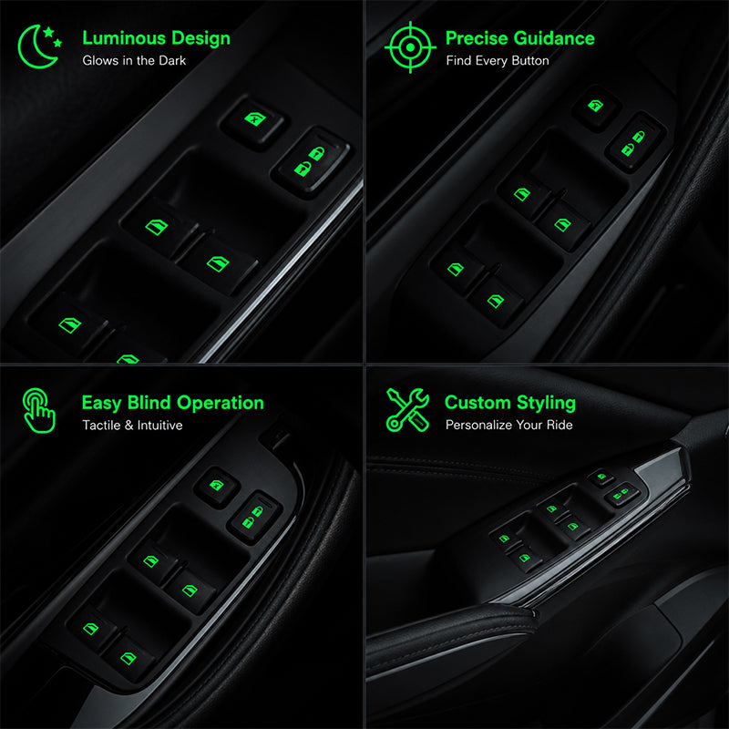 💡Car Window Lift Switch Luminous Stickers - Colorful Night Glow Warning Button Decal