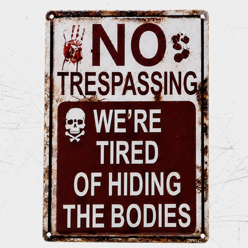 🚫 Bold No Trespassing Warning Sign 😈 Dark‑Humored Wall Accent