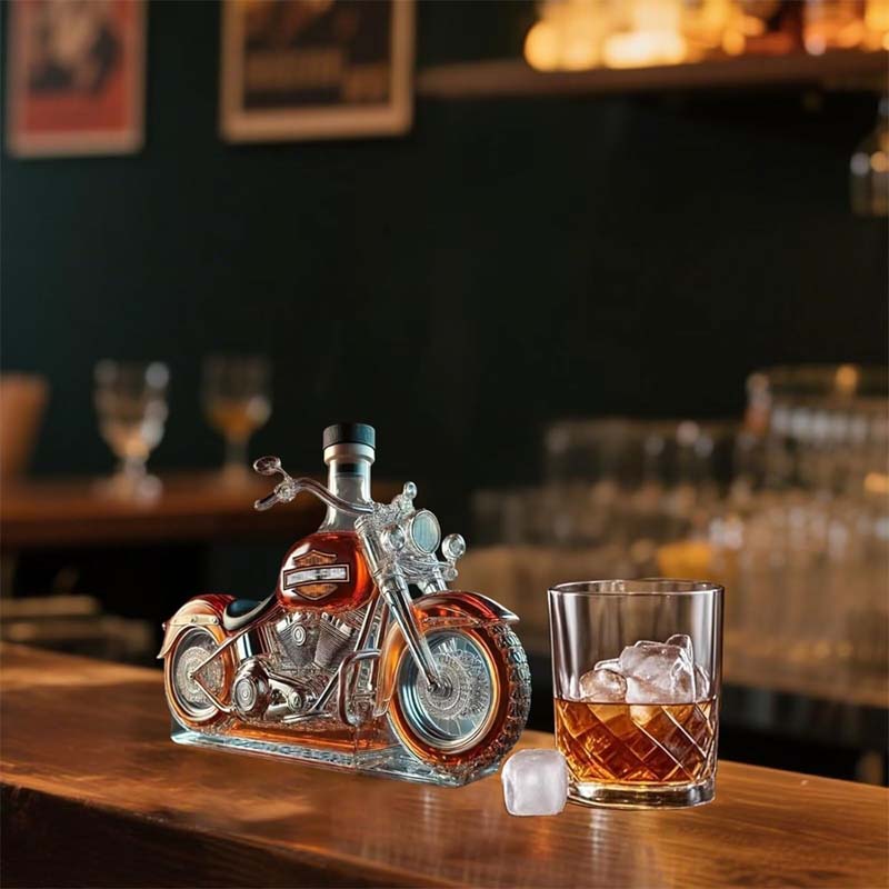🏍️ Creative Motorcycle Shaped Glass Wine Bottle – Cool Gift for Biker Lovers🍷